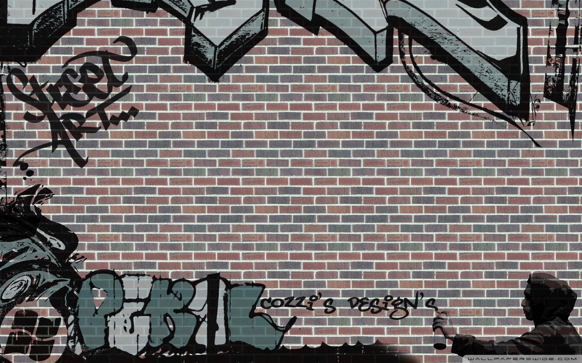 Graffiti, Muro di mattoni, Tag, Grigio, 1920x1200, sfondo MacBook Pro