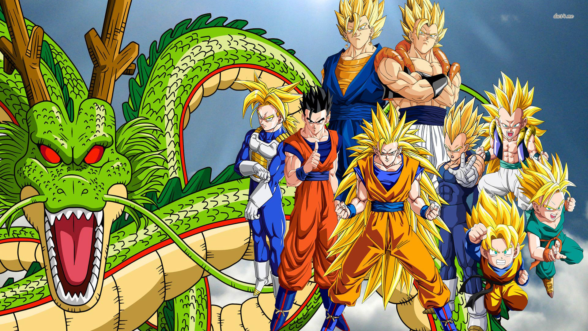 Shenron, Goku, Gohan, Vegeta, Gogeta, Dragon Ball Z, Super Saiyan, sfondo per portatile