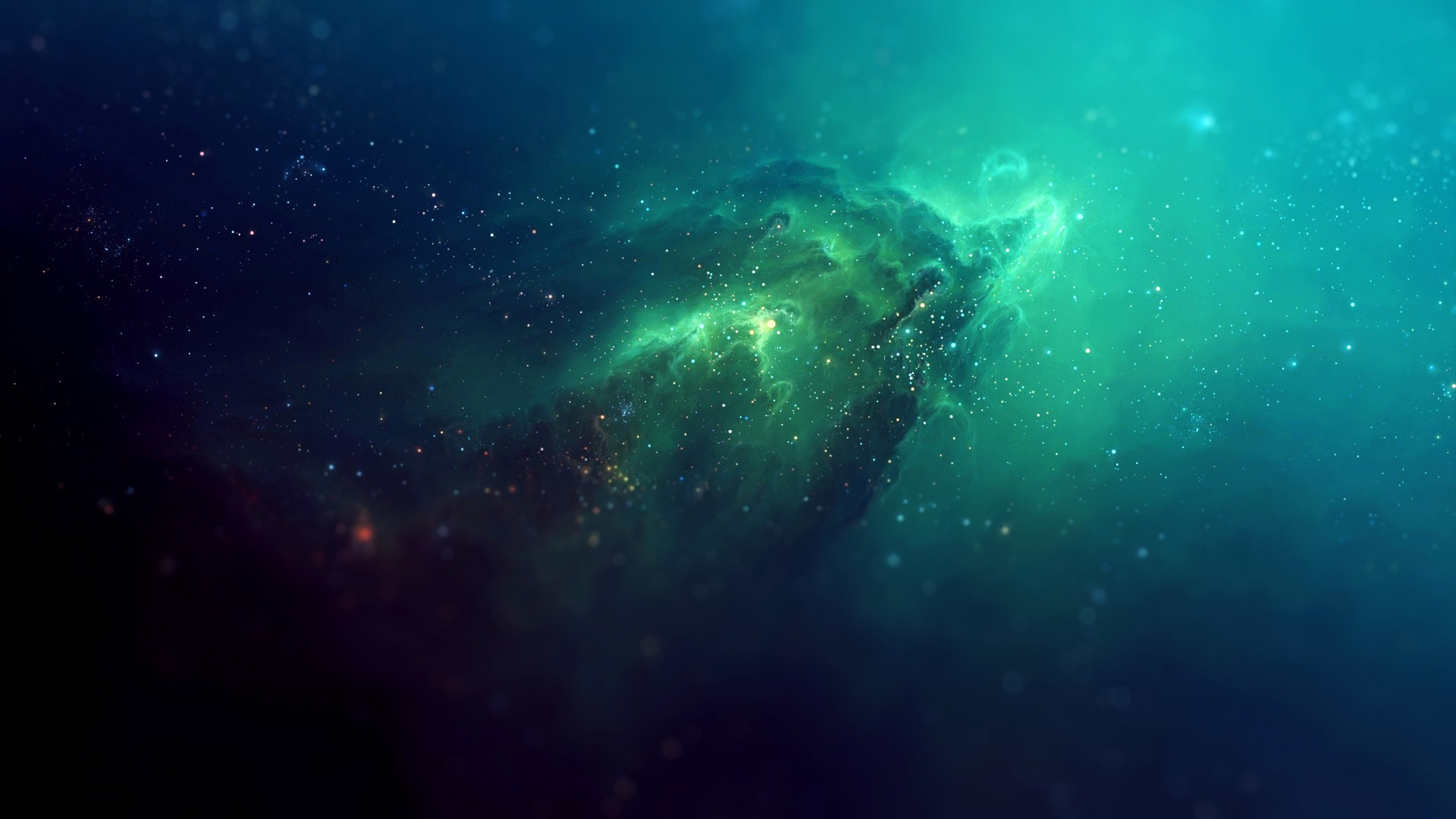 Nebulosa, Spazio, Stelle, Verde, 1920x1080, sfondo per PC