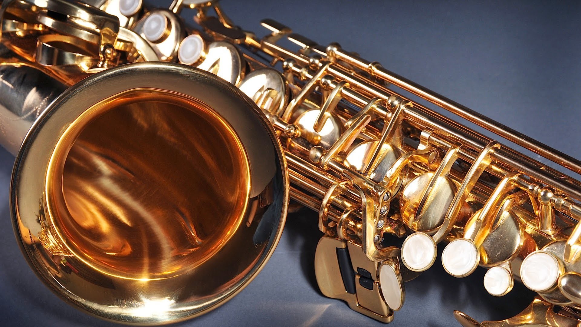 Sassofono, Campana, Chiavi, Dorato, Primo piano, 16:9 Full HD, sfondo widescreen