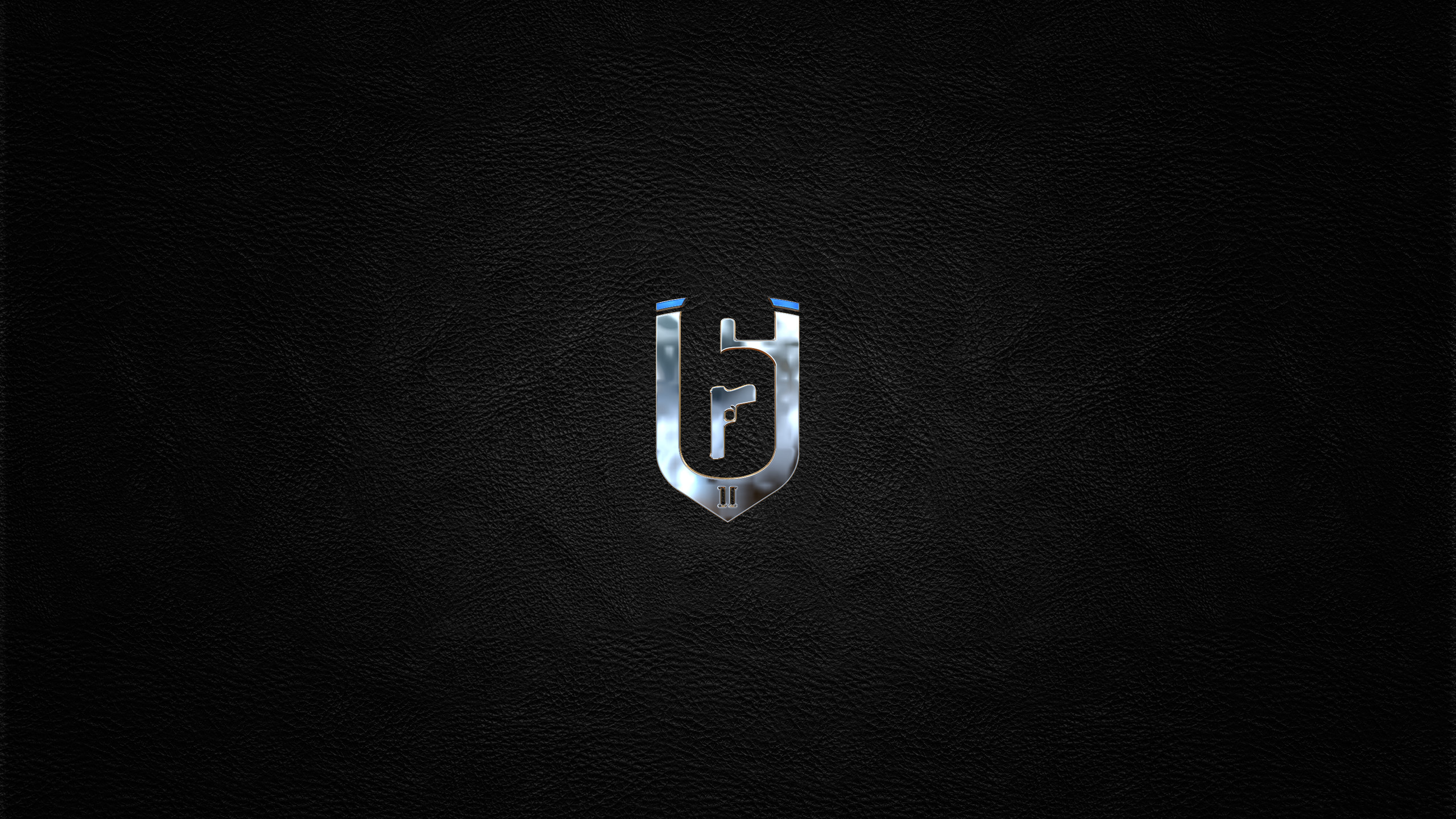 Rainbow Six Siege, Logo 6, Metallo, Sfondo nero, 16:9 2K, wallpaper widescreen