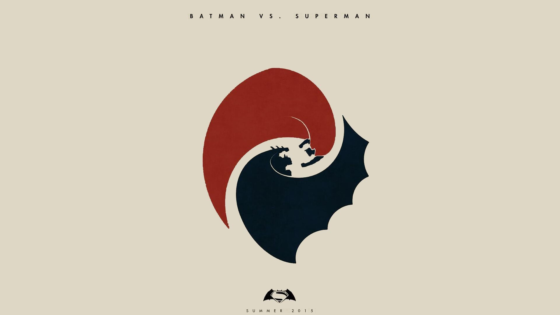 Batman v Superman: Dawn of Justice, Yin e yang, Minimalismo, 16:9 Full HD, sfondo widescreen