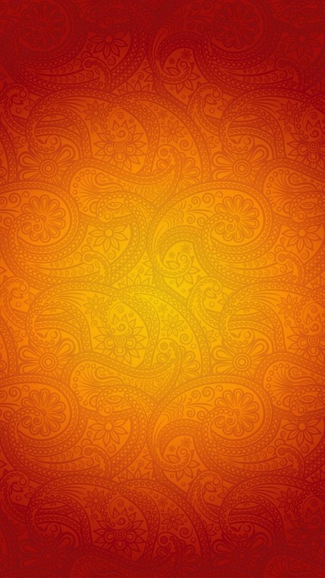 Motivo paisley, Arancione, Rosso, Ornamenti, Full HD, wallpaper per smartphone
