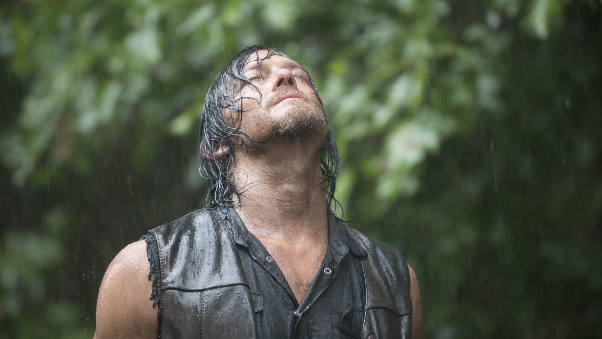 Daryl Dixon, Norman Reedus, The Walking Dead, Pioggia, Gilet di pelle, wallpaper per portatile