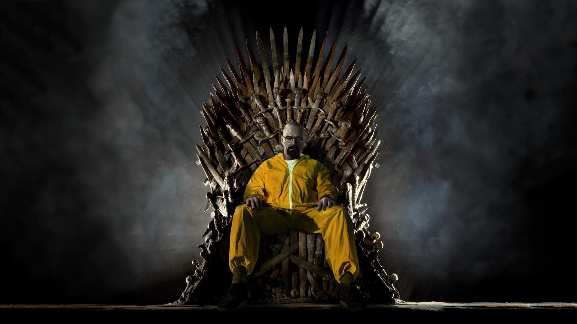 Walter White, Breaking Bad, Trono di Spade, Il Trono di Spade, Tuta gialla, sfondo widescreen Full HD