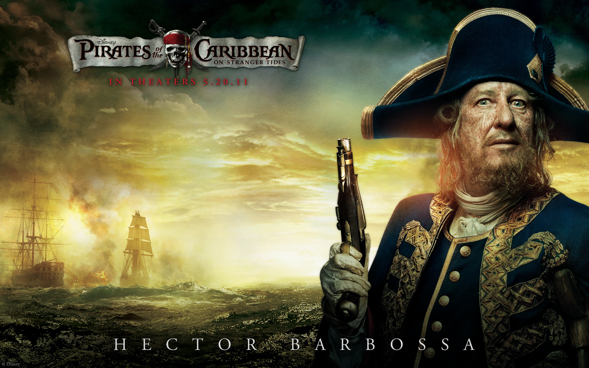 Hector Barbossa, Geoffrey Rush, Pirati dei Caraibi, Full HD, sfondo per portatile