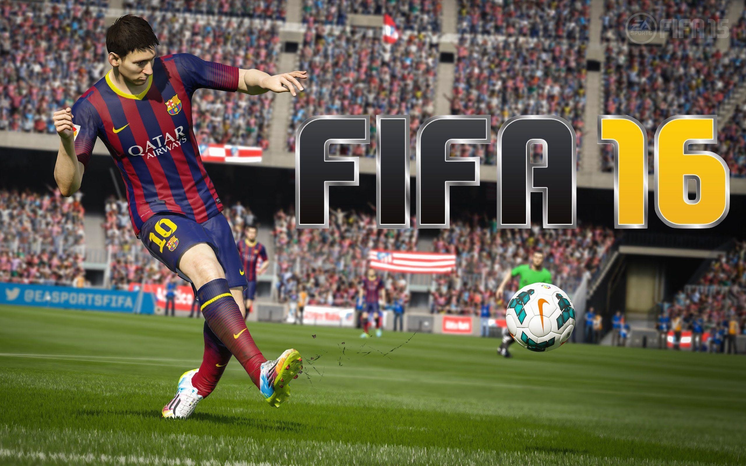 Lionel Messi, FIFA 16, FC Barcelona, Logo, Calcio, 2560x1600, sfondo per PC