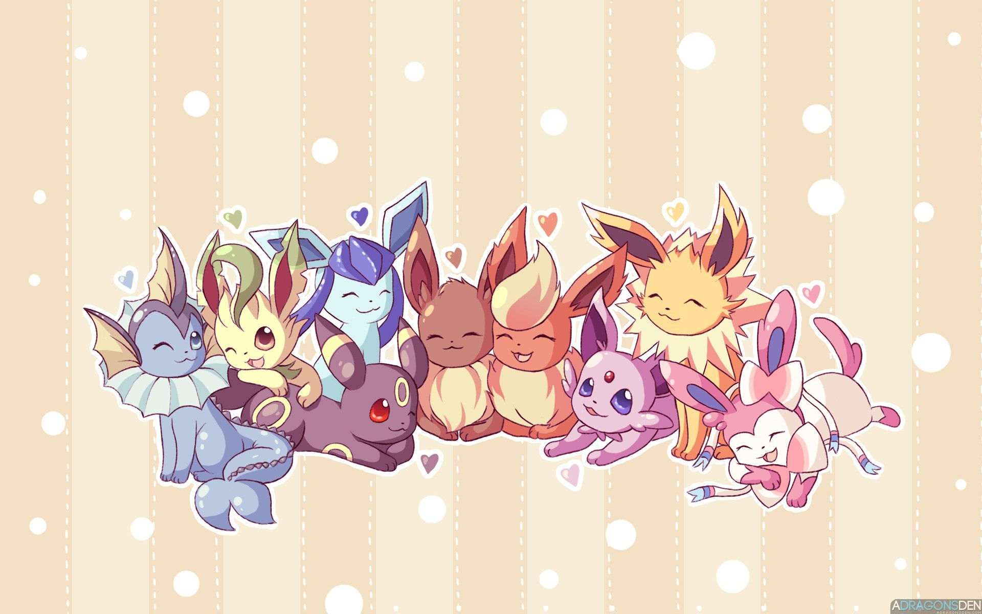 Eeveeluzioni, Umbreon, Eevee, Chibi, Pokémon, 16:10 Full HD, sfondo widescreen
