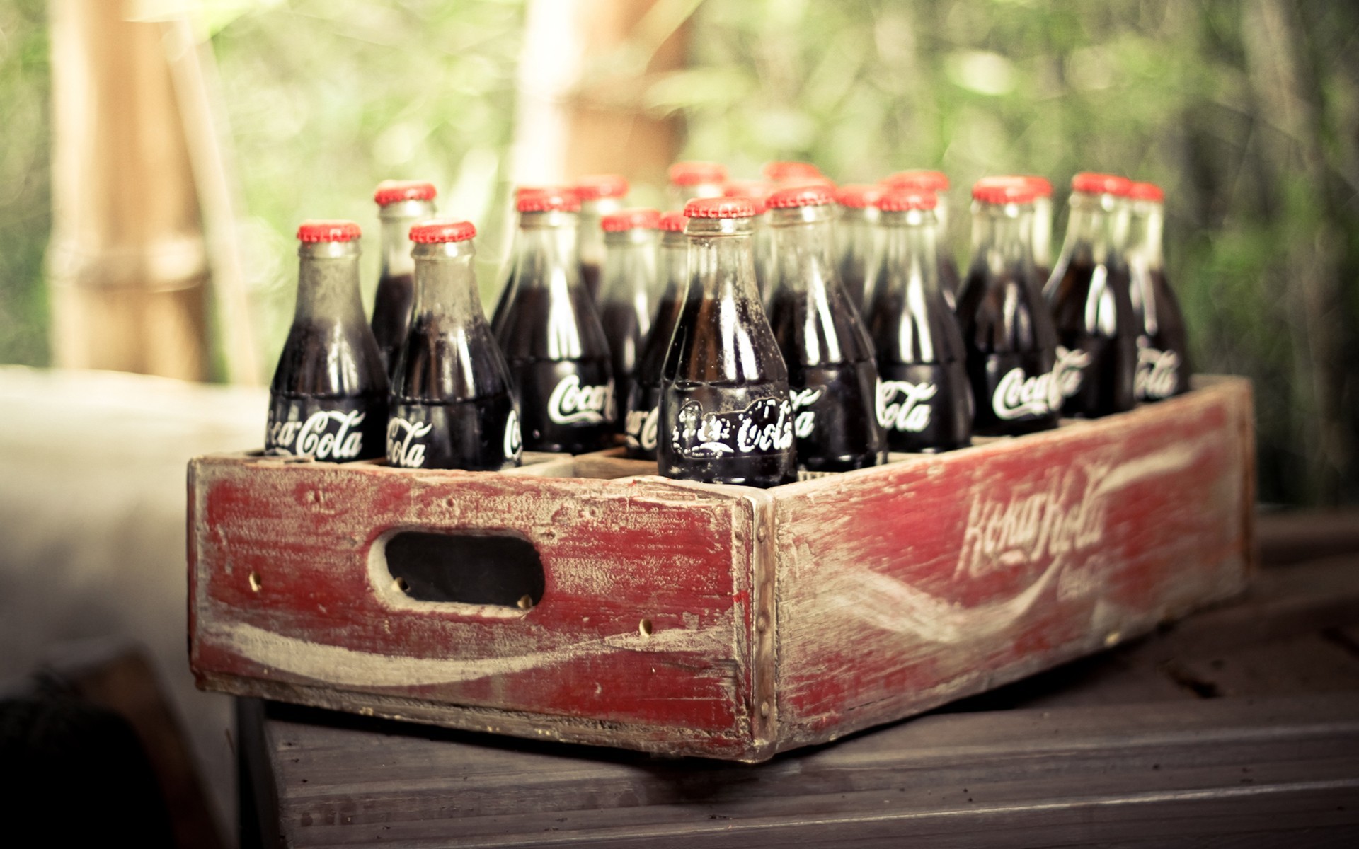Coca-Cola, Bottiglie di vetro, Cassetta di legno, Vintage, 1920x1200, sfondo MacBook Pro