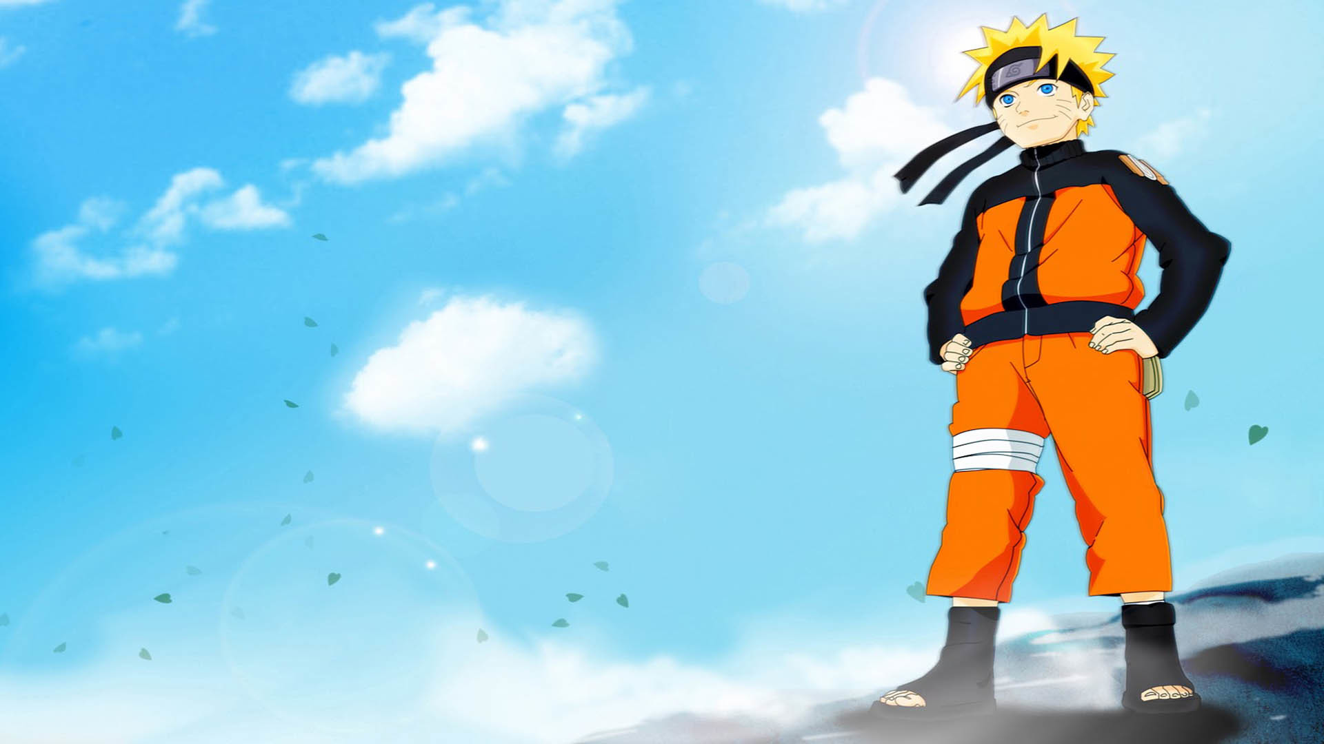 Naruto Uzumaki, Naruto, Cielo azzurro, Nuvole, 1920x1080, immagine di sfondo