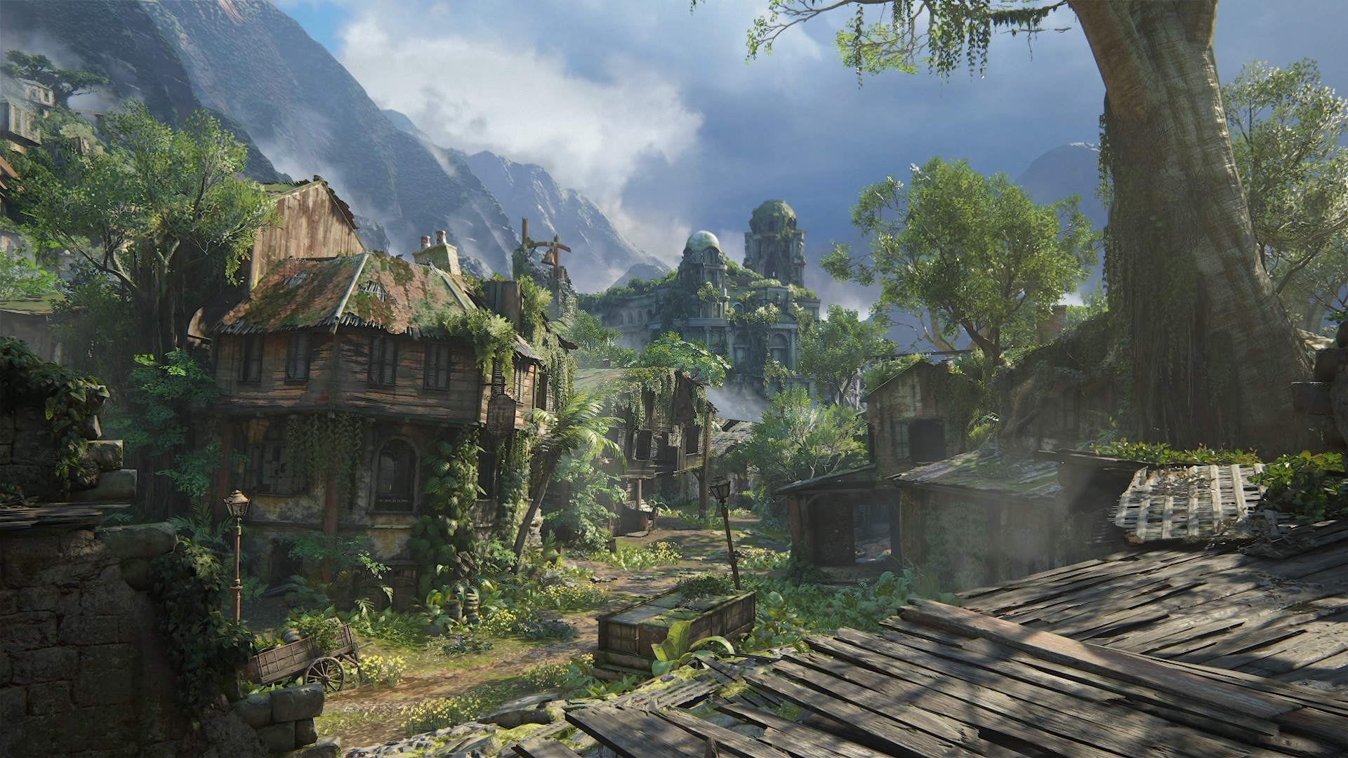 Uncharted 4, Villaggio, Giungla, Rovine, 1920x1080, immagine di sfondo