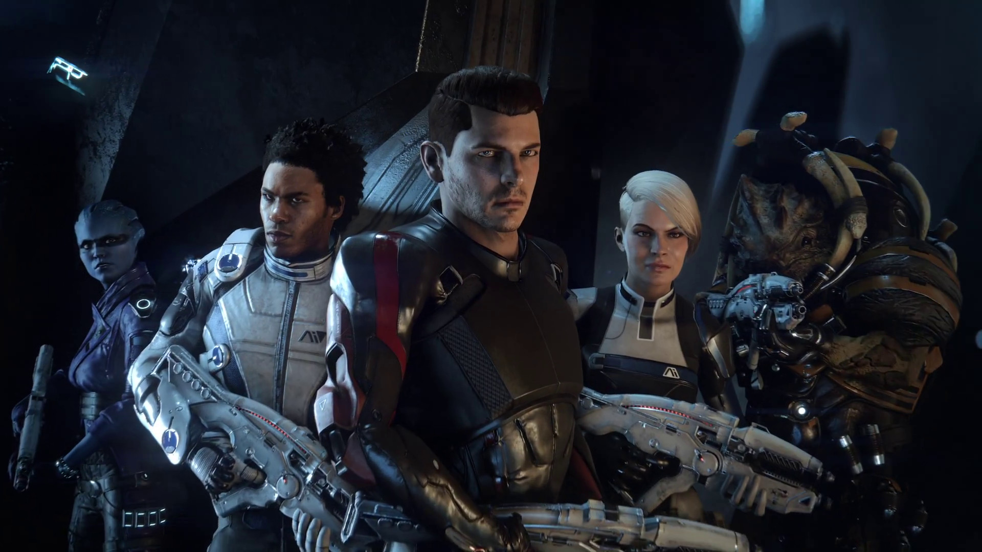 Mass Effect: Andromeda, Scott Ryder, Liam Kosta, Cora Harper, Drack, Peebee, wallpaper desktop