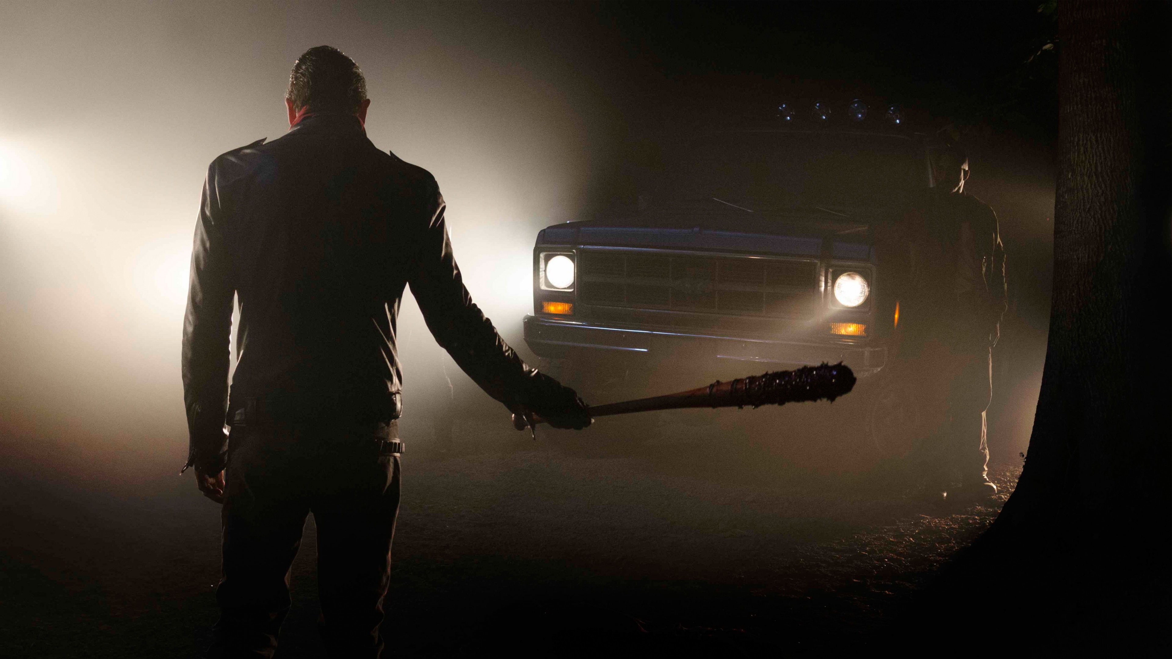 Negan, The Walking Dead, Lucille, Silhouette, Fari, Notte, 4K, sfondo Windows 11