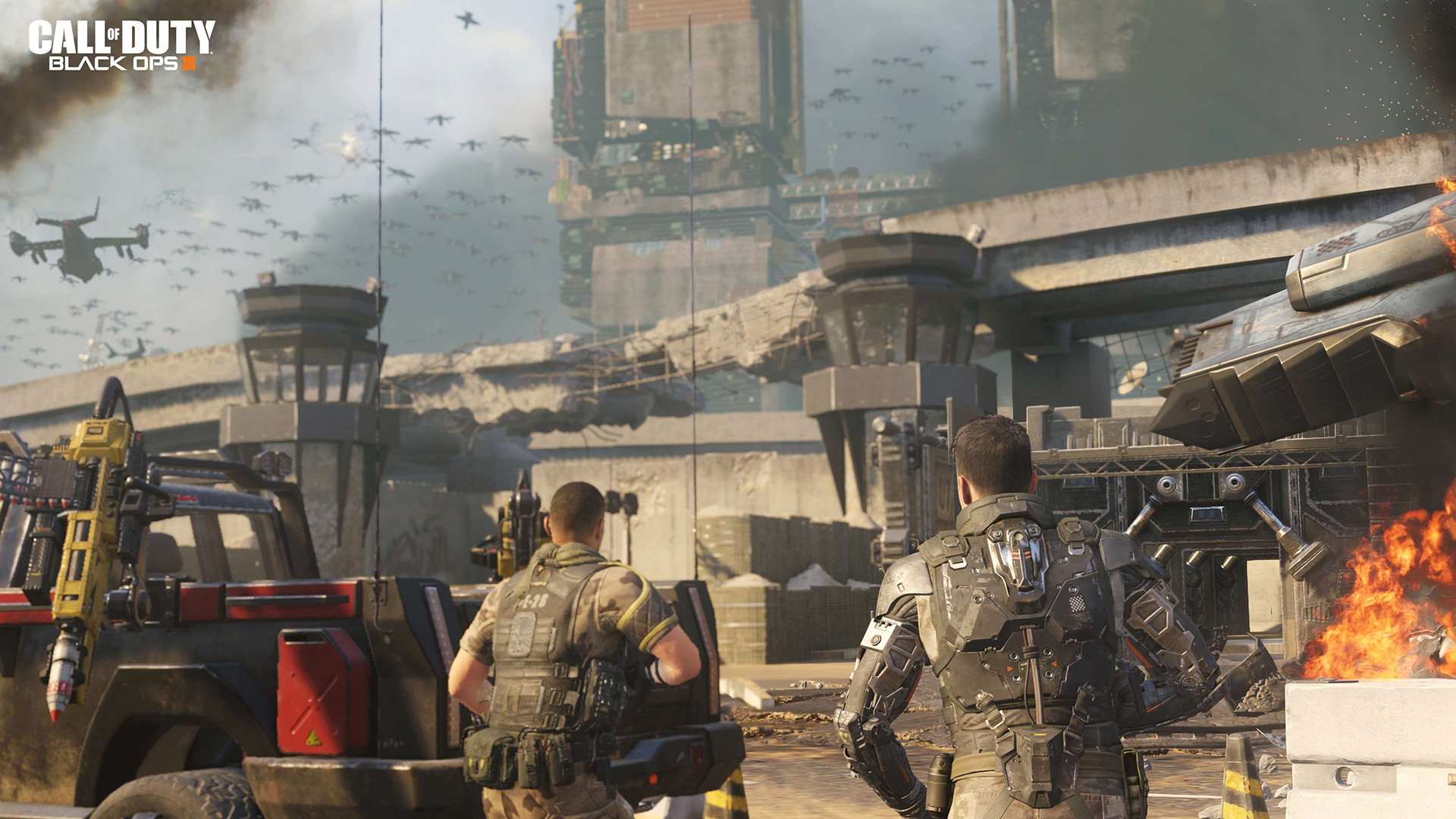 Call of Duty: Black Ops III, Soldati, Base militare, Elicotteri, sfondo Full HD per PC