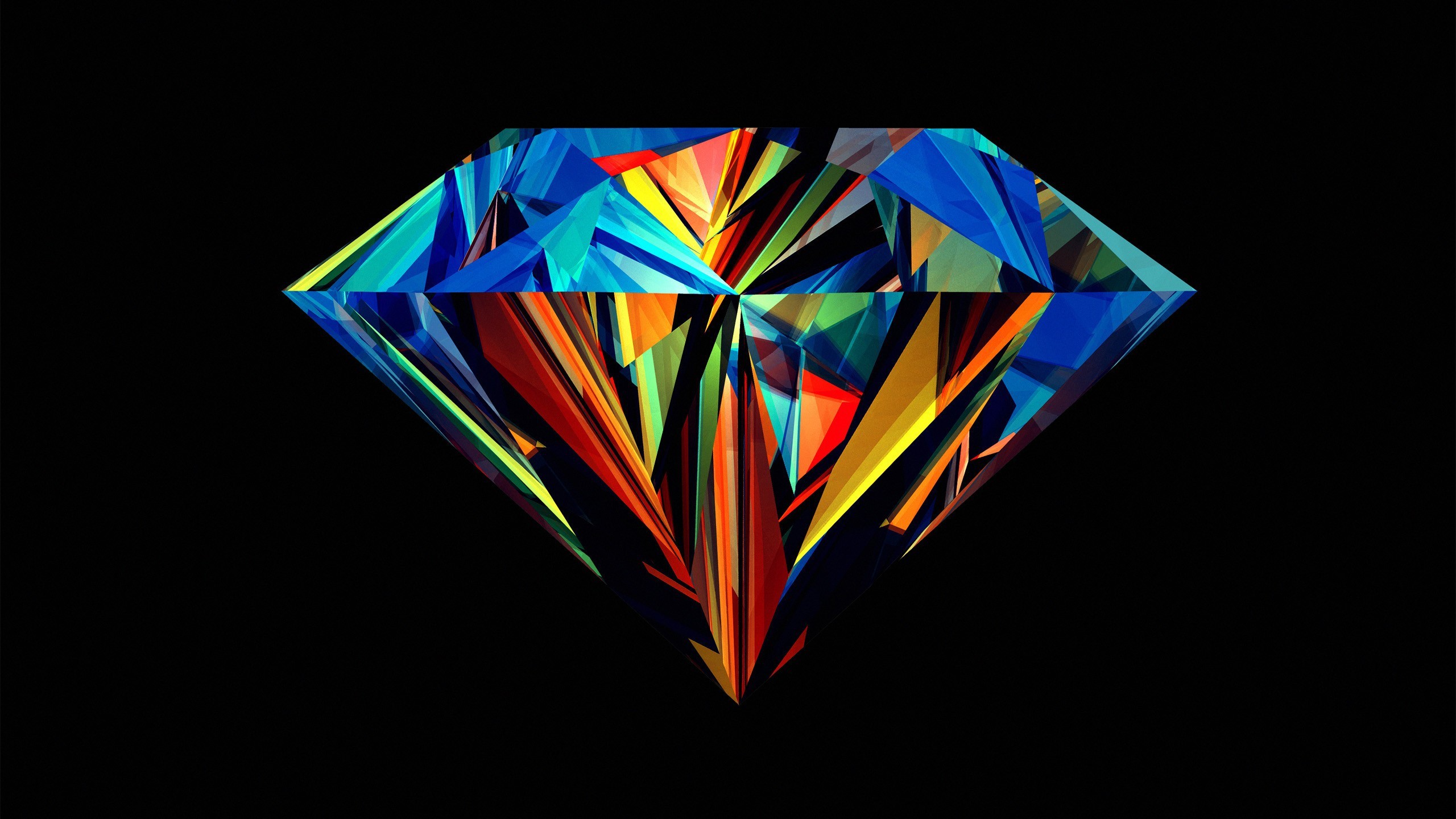 Diamante, Low poly, Colorato, Sfondo nero, 2K, wallpaper per computer