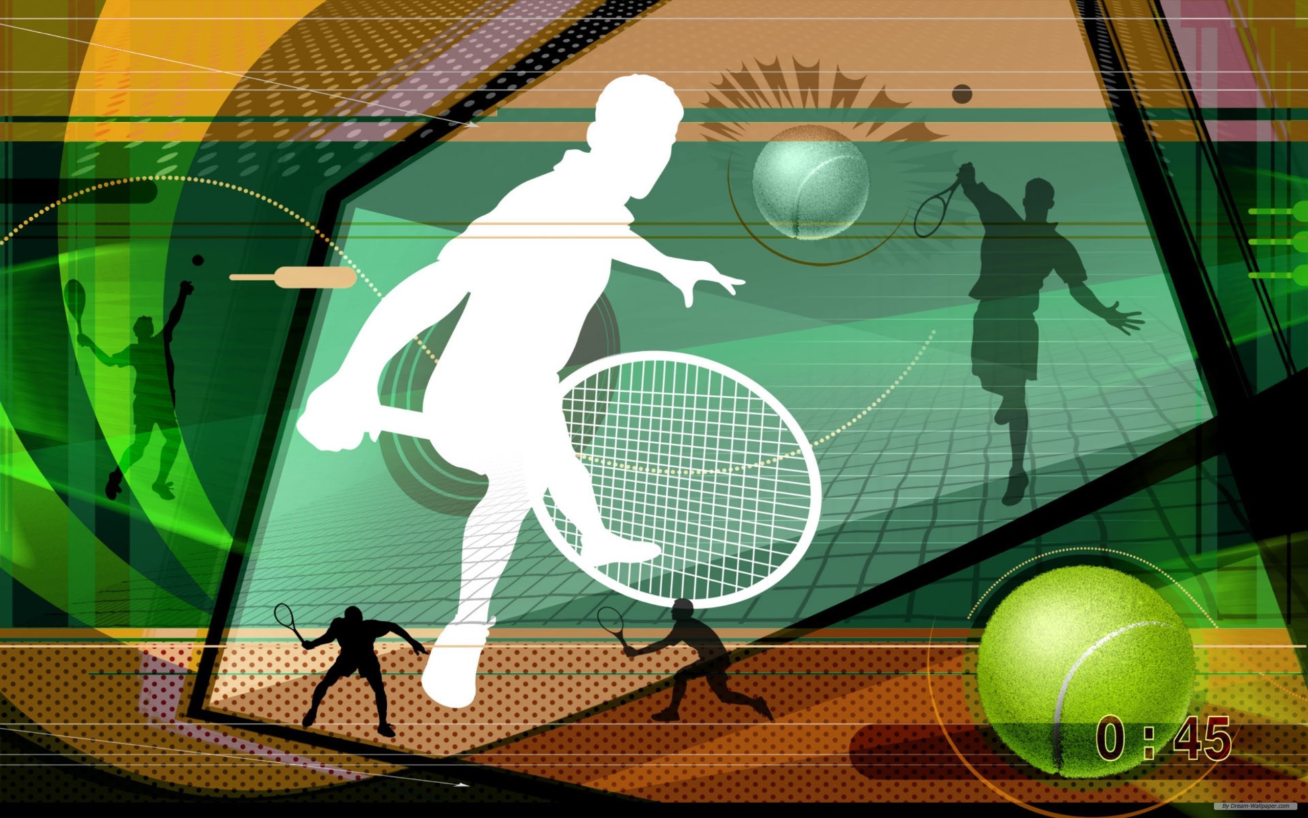 Tennis, Racchetta, Pallina da tennis, Grafica, 2K, wallpaper desktop