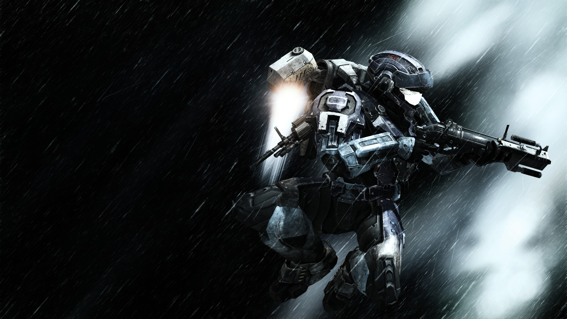 Halo, Spartan, Jetpack, Pioggia, Full HD, sfondo Windows 11