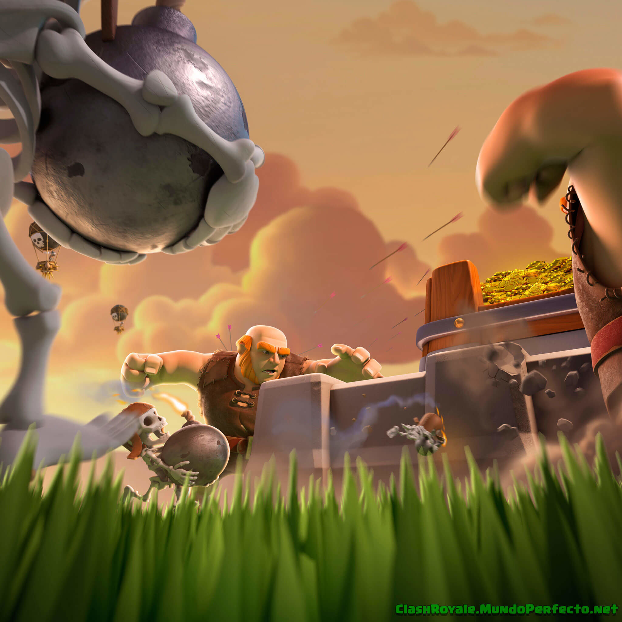 Clash Royale, Palla da demolizione, Goblin, Erba, Full HD, sfondo per iPad e tablet