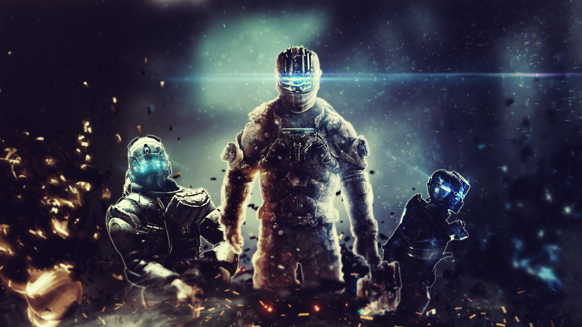 Isaac Clarke, John Carver, Dead Space 3, Tute RIG, Scintille, 16:9 Full HD, sfondo widescreen