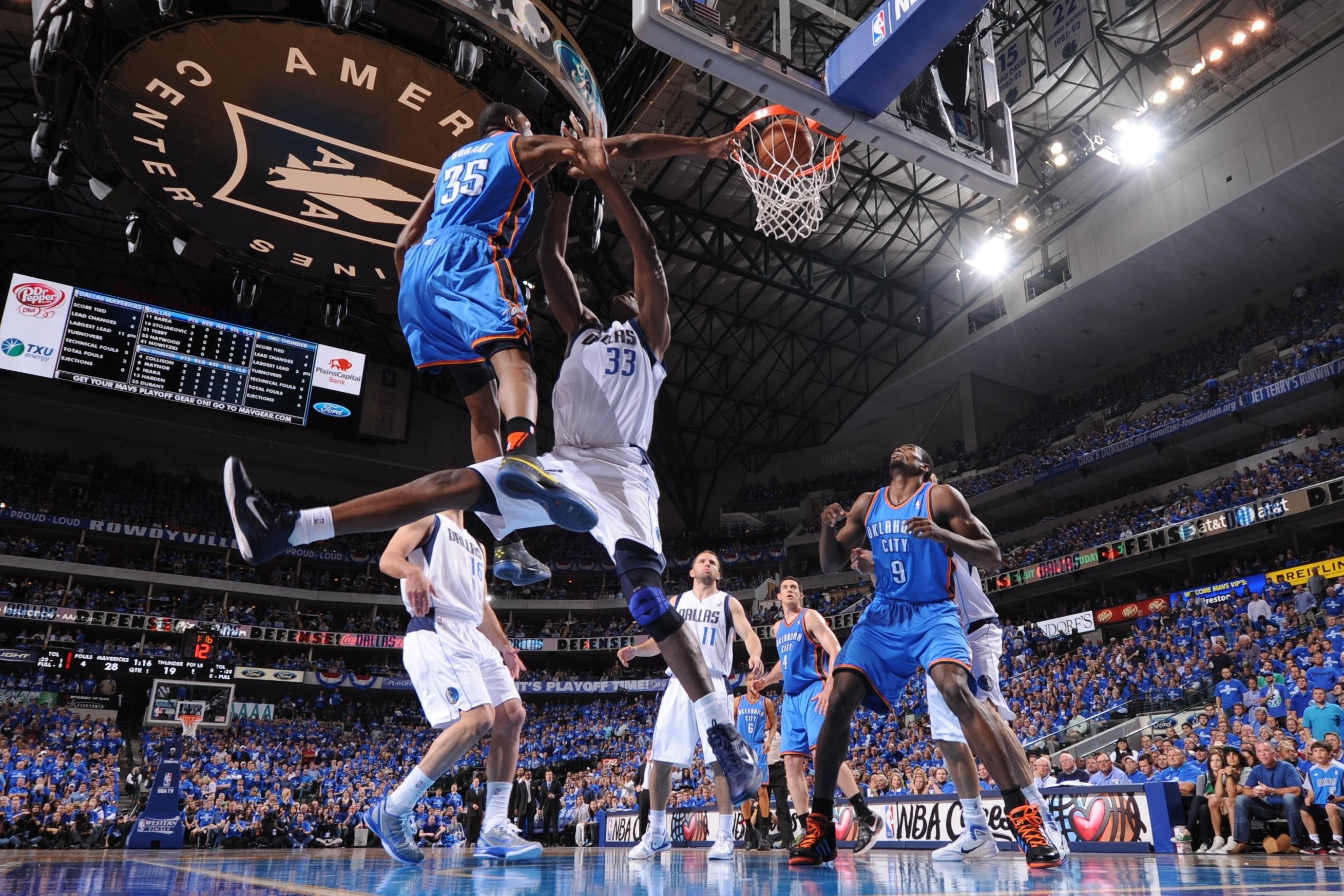 Oklahoma City Thunder, Dallas Mavericks, Partita NBA, American Airlines Center, immagine di sfondo