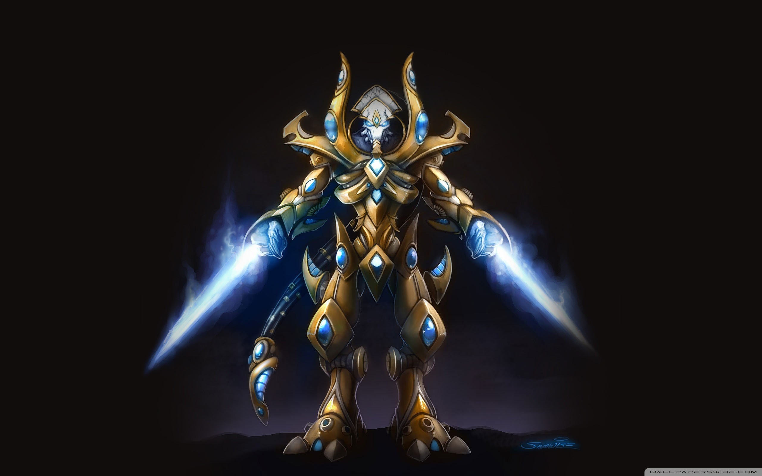 Artanis, StarCraft II: Legacy of the Void, Protoss, Sfondo nero, wallpaper 2560x1600