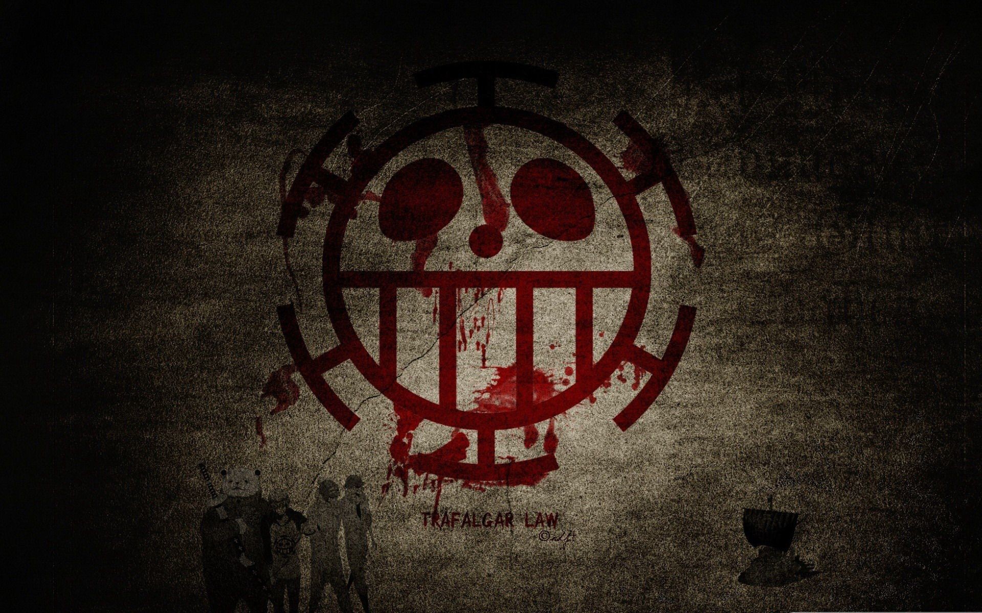 Trafalgar Law, One Piece, Jolly Roger, Rosso scuro, 16:10 Full HD, sfondo widescreen