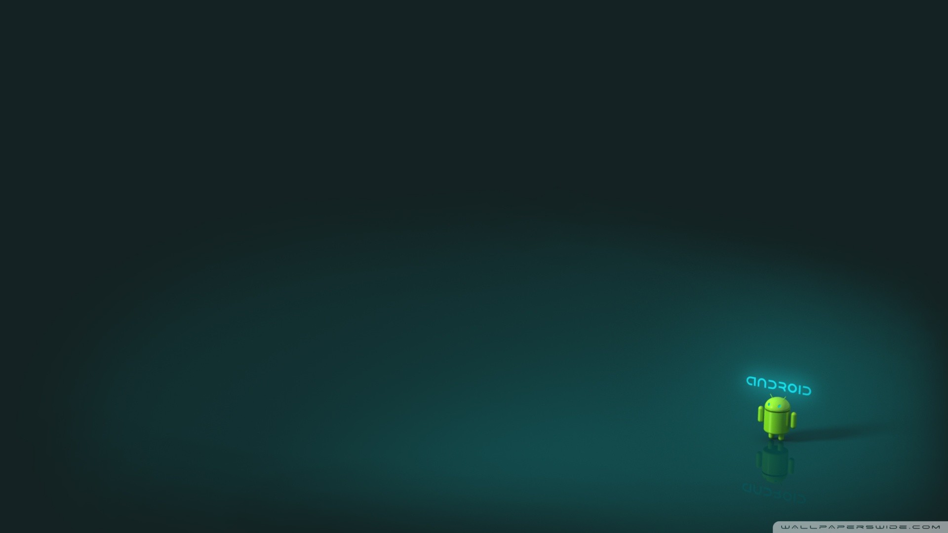 Android, Logo Android, Sfondo verde scuro, Minimalismo, 16:9 Full HD, wallpaper widescreen