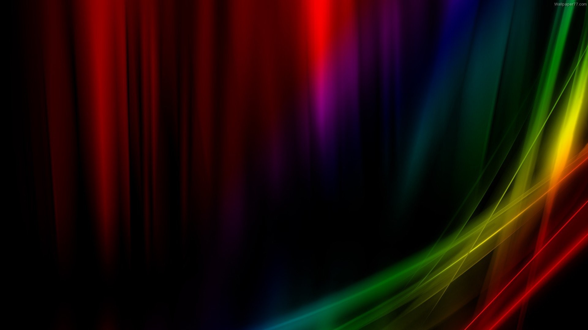 Onde colorate, Arcobaleno, Sfondo nero, Astratto, Full HD, wallpaper Windows 7
