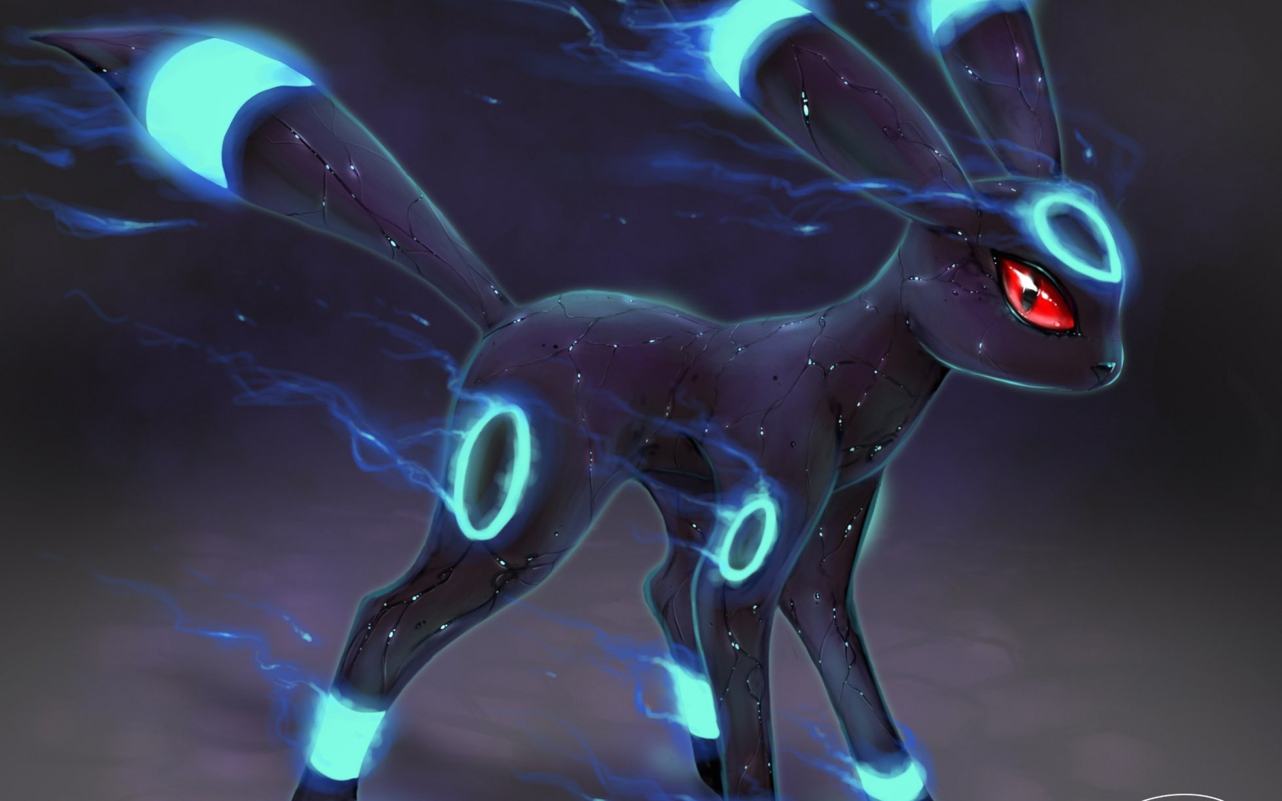 Umbreon, Pokémon, Anelli luminosi, Notte, 2K 1600p, sfondo desktop
