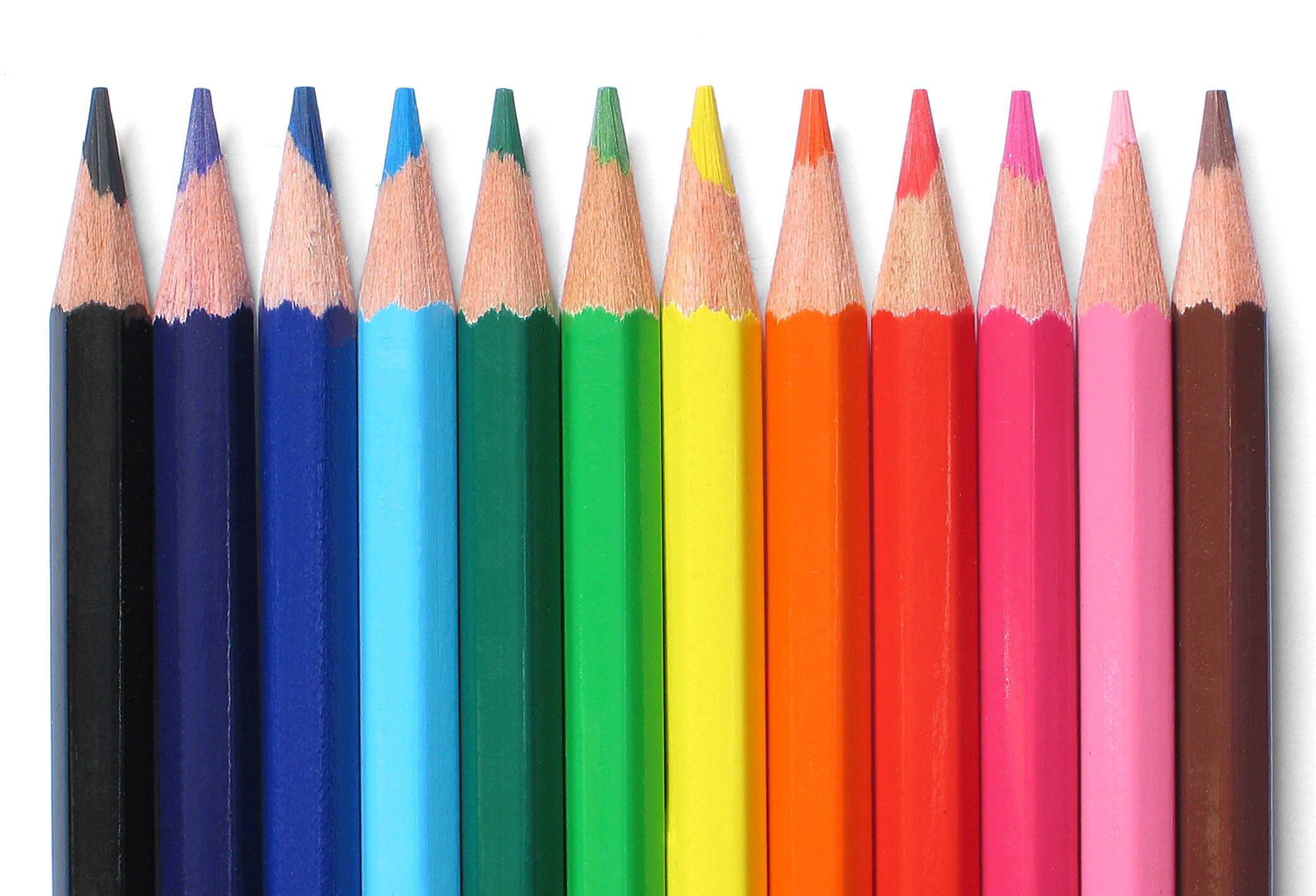 Matite colorate, Arcobaleno, Sfondo bianco, Full HD, wallpaper desktop