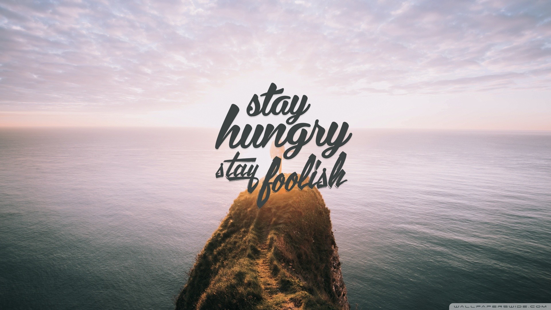 Stay hungry stay foolish, Citazione, Mare, Tipografia, wallpaper per desktop