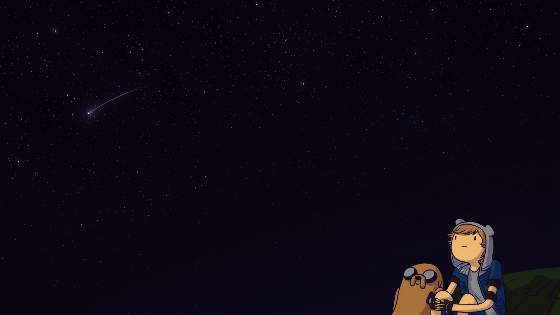 Finn, Jake il cane, Adventure Time, Cielo stellato, Full HD, sfondo per portatile