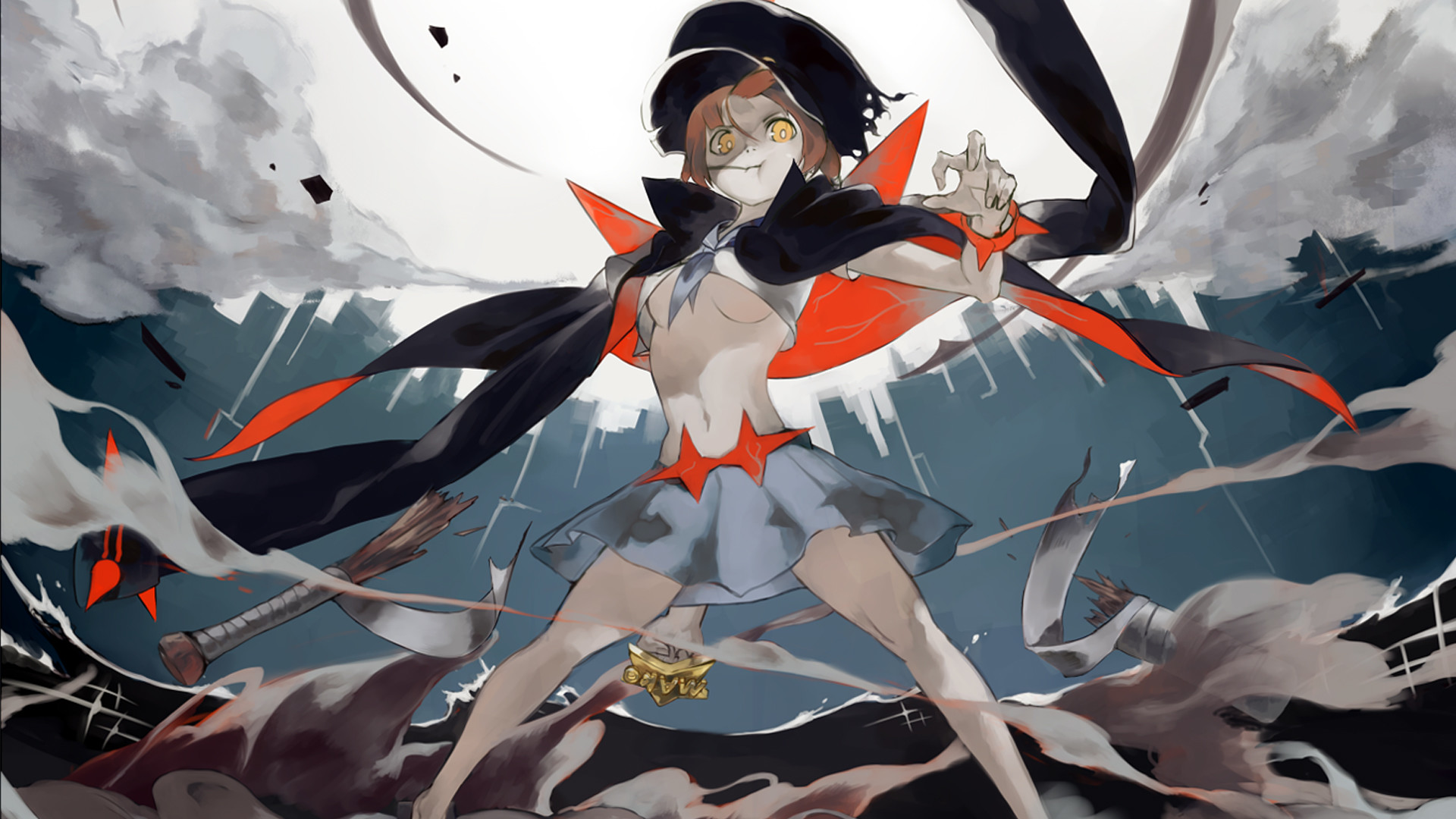 Mako Mankanshoku, Kill la Kill, Mantello, Nuvole, Full HD, sfondo desktop