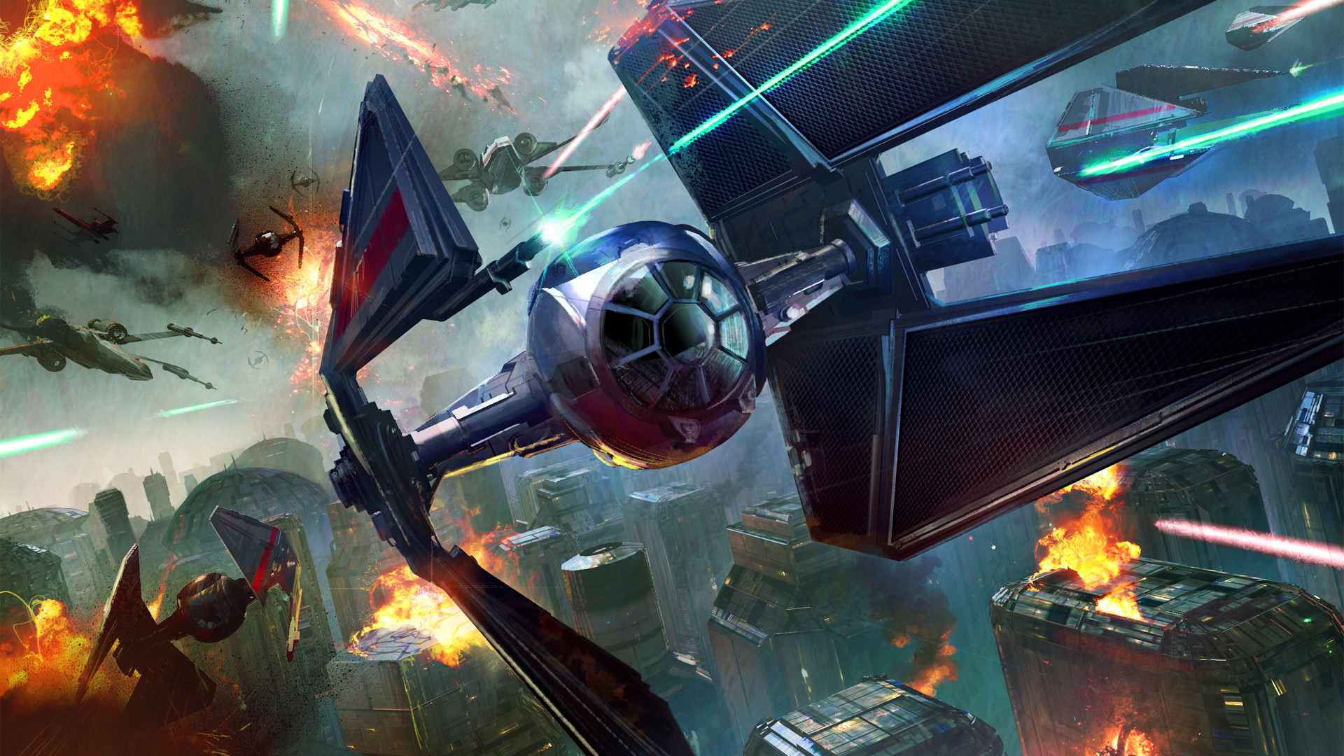 TIE fighter, Battaglia, Star Wars, Esplosioni, Full HD, sfondo desktop