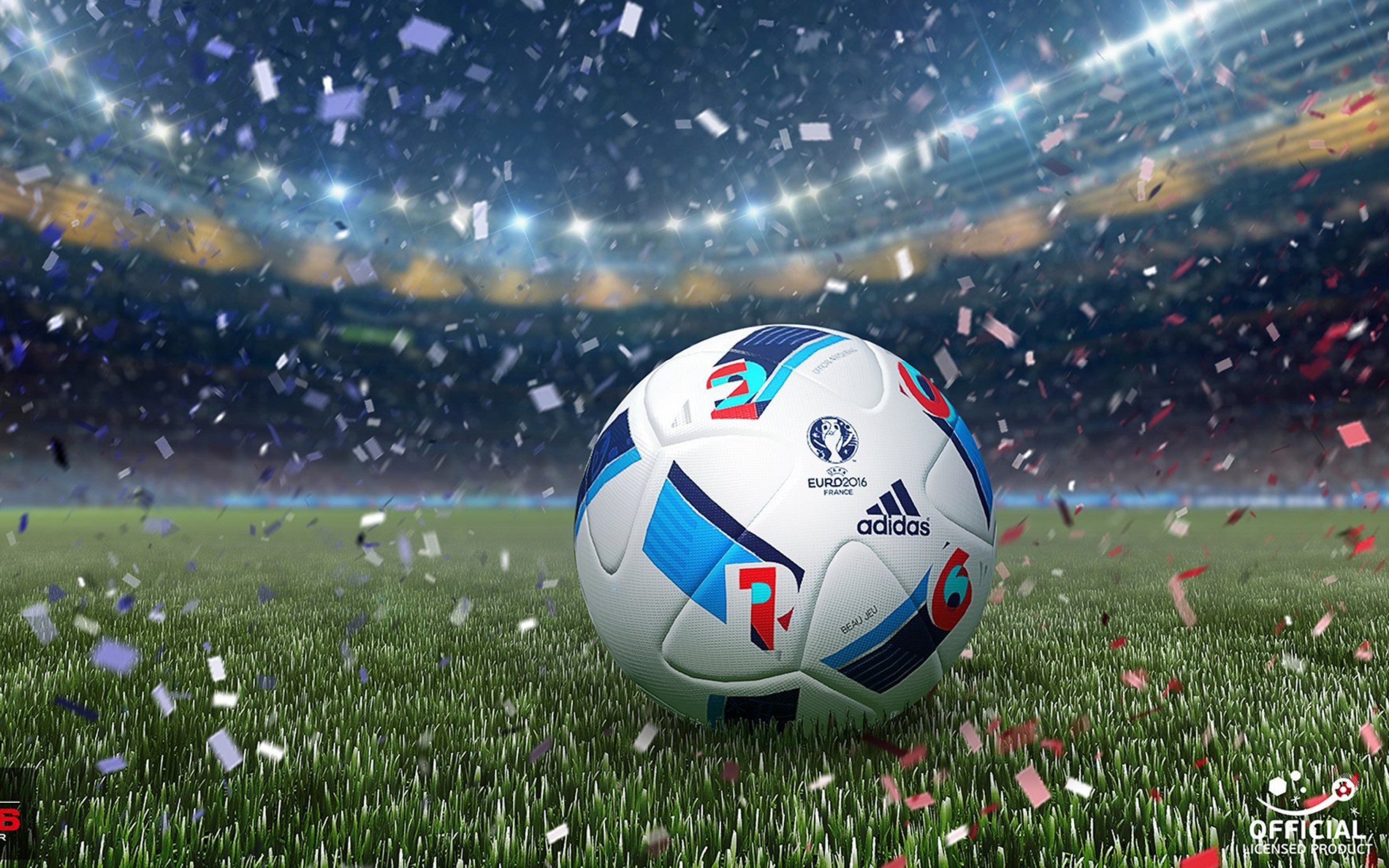 Adidas Beau Jeu, UEFA Euro 2016, Pallone, Stadio, Coriandoli, 2K, sfondo desktop