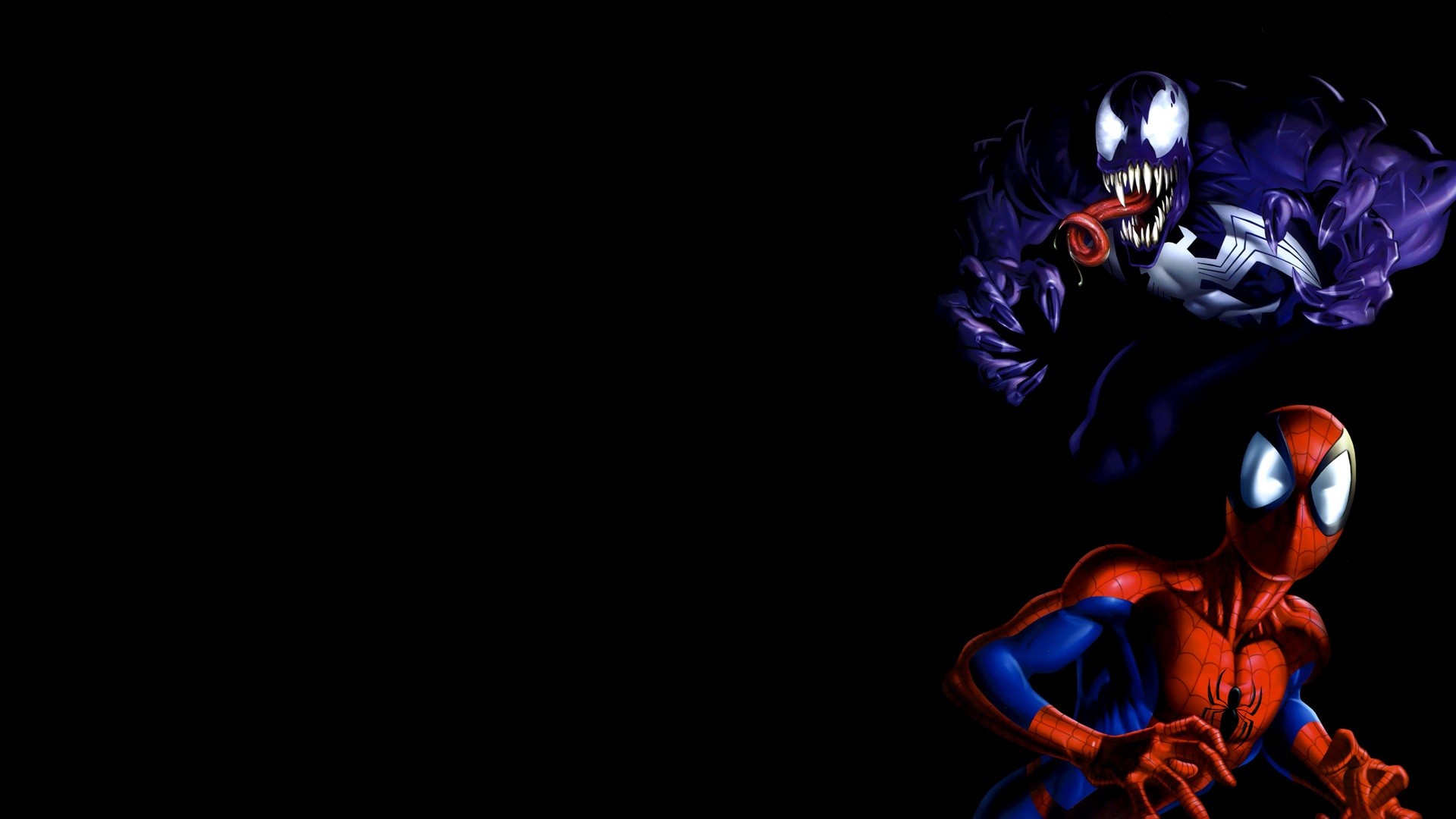 Venom, Spider-Man, Marvel, Sfondo nero, 16:9 Full HD, wallpaper widescreen