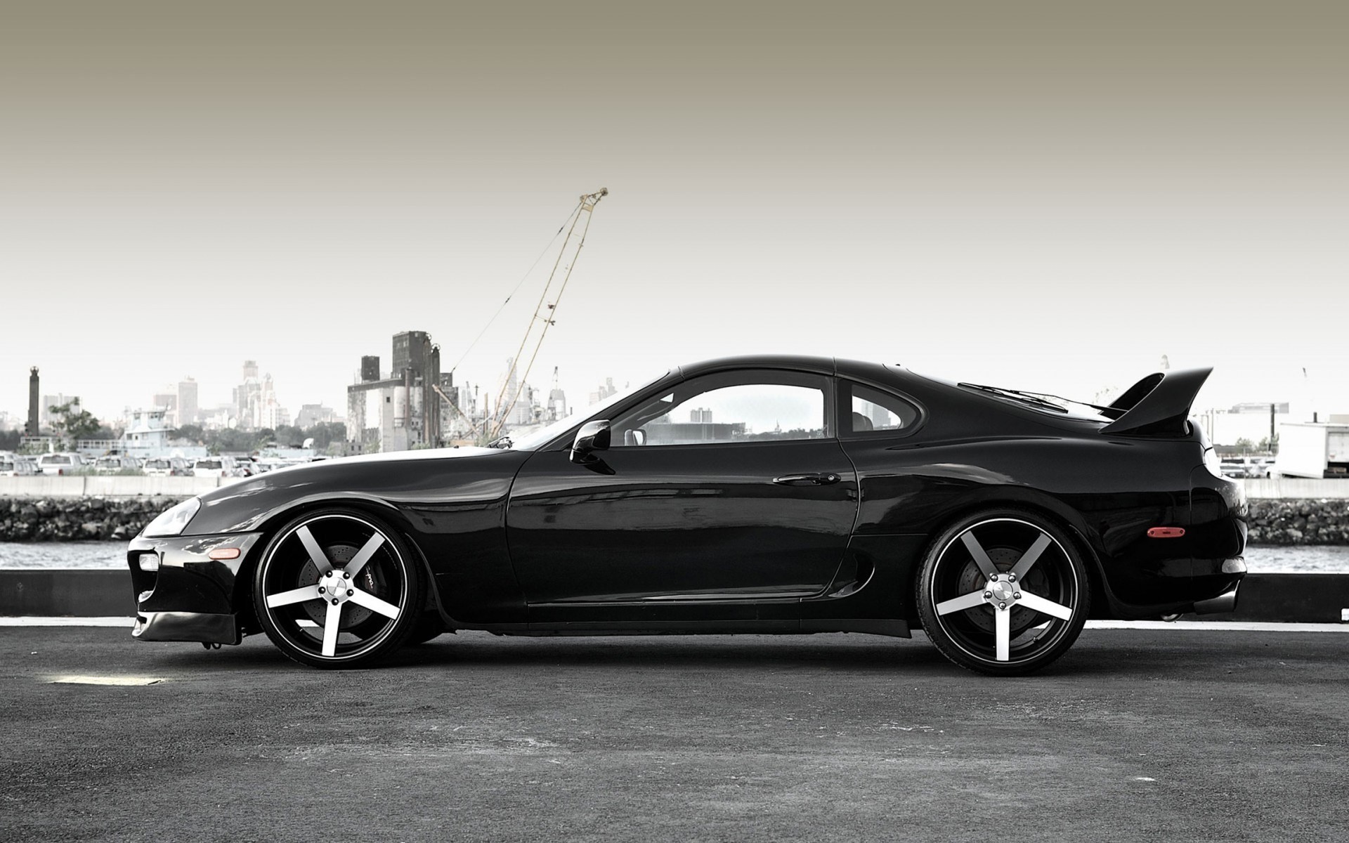 Toyota Supra (A80), Auto sportiva, Nero, Seppia, Full HD, sfondo Windows 11