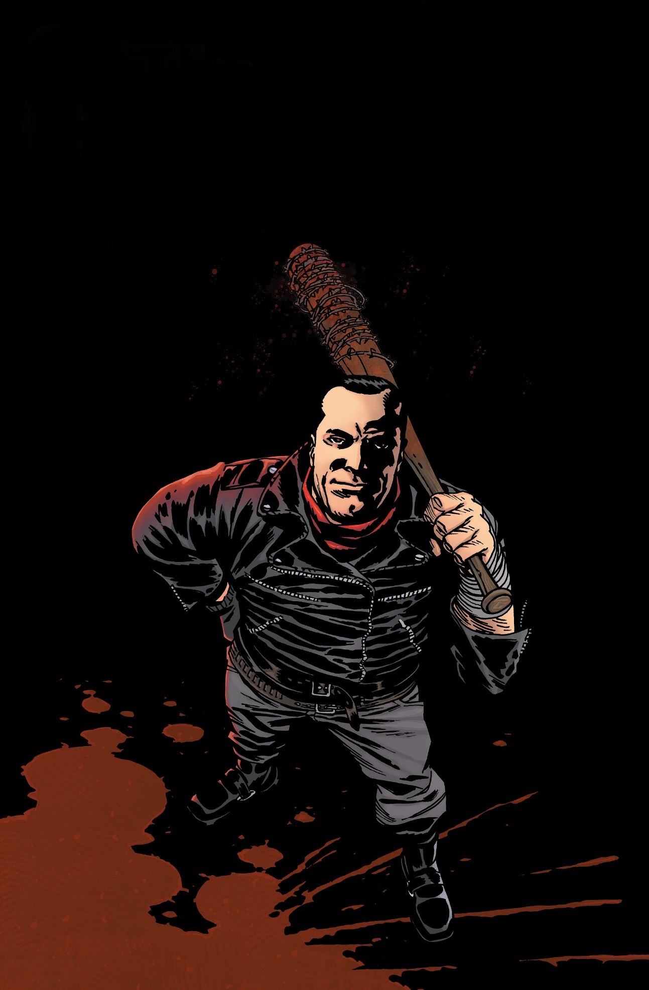 Negan, The Walking Dead, Fumetto, Lucille, Sfondo nero, wallpaper per iPhone e Android