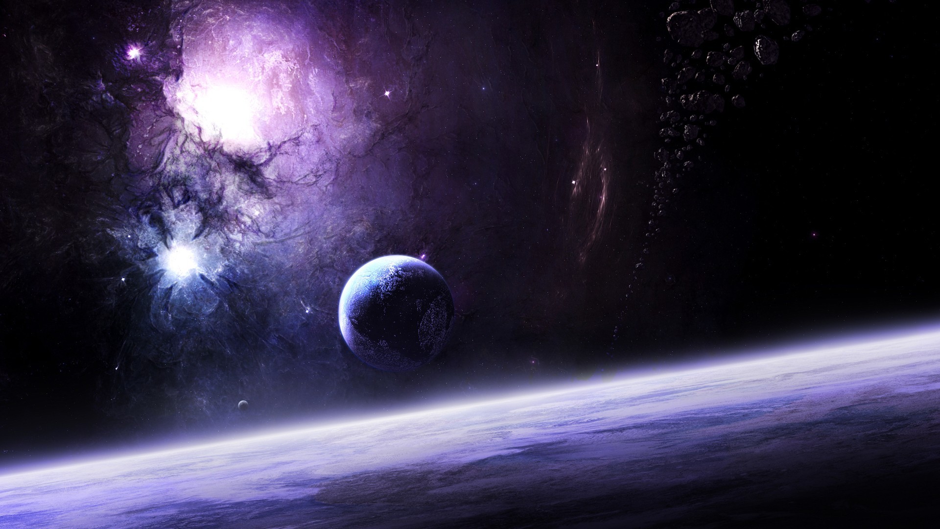 Pianeti, Nebulosa, Viola, 1920x1080, sfondo per PC