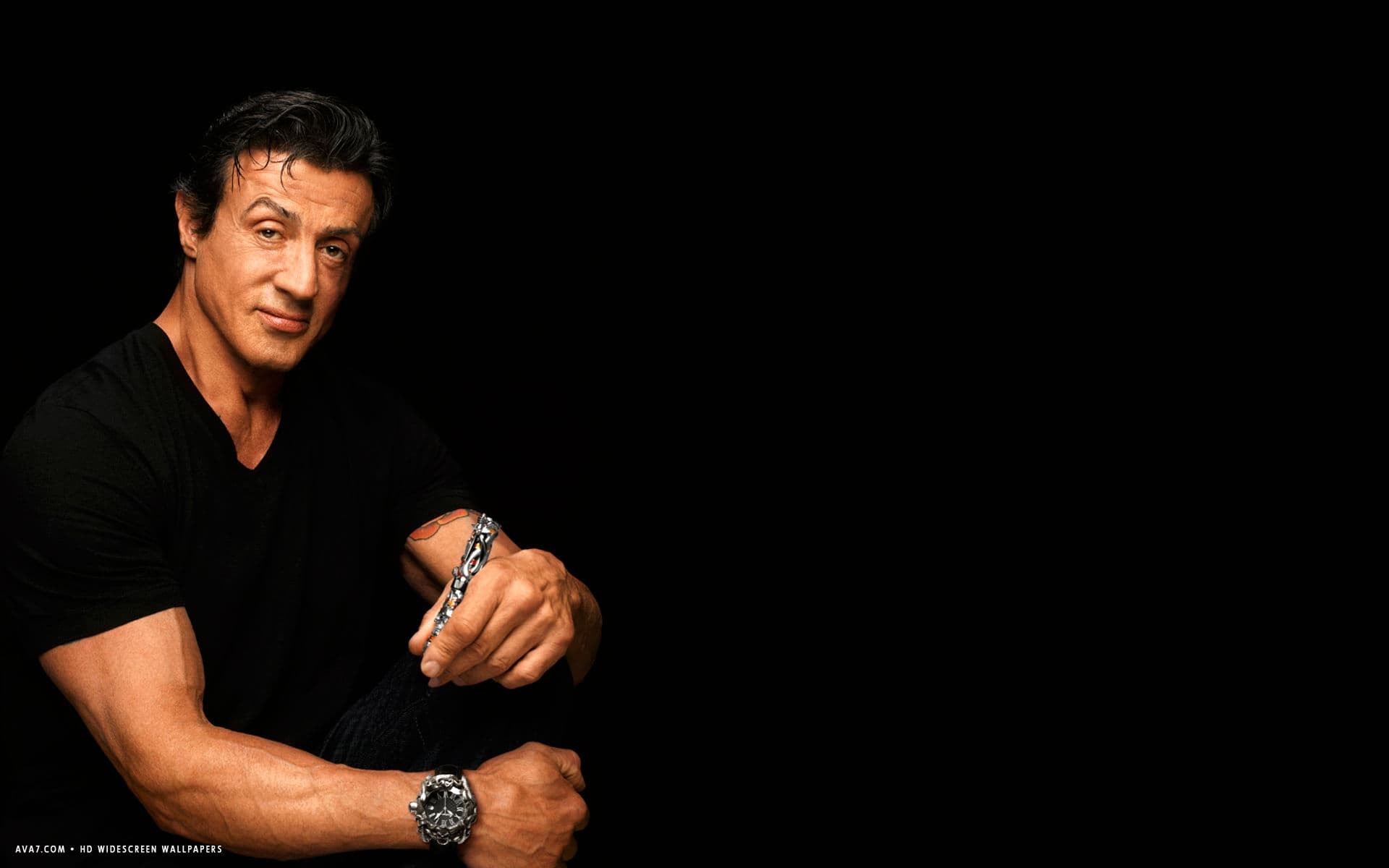 Sylvester Stallone, Ritratto, Sfondo nero, Full HD, wallpaper per portatile