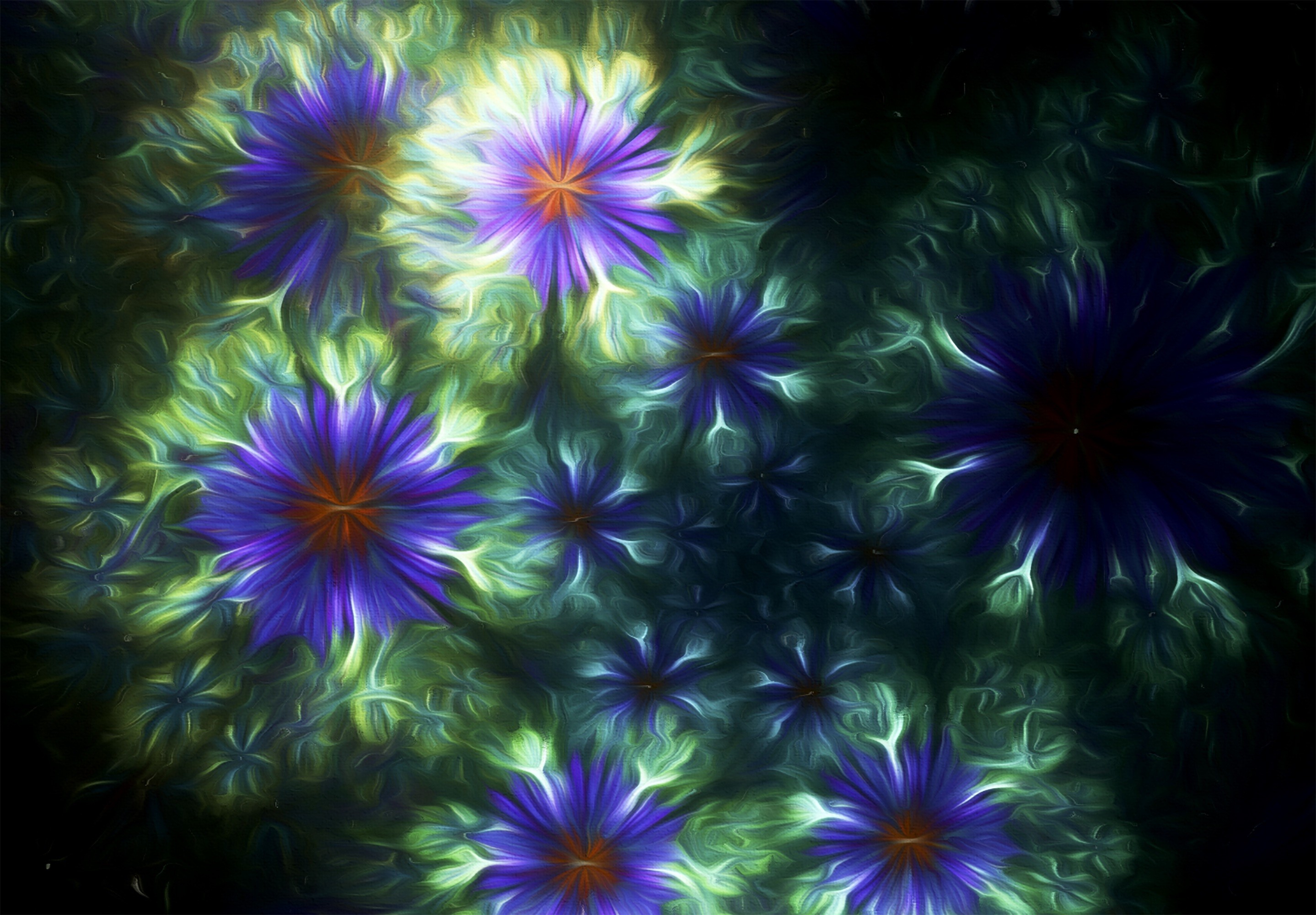Fiori viola, Frattale, Effetto pittura, 2K, sfondo Windows 11