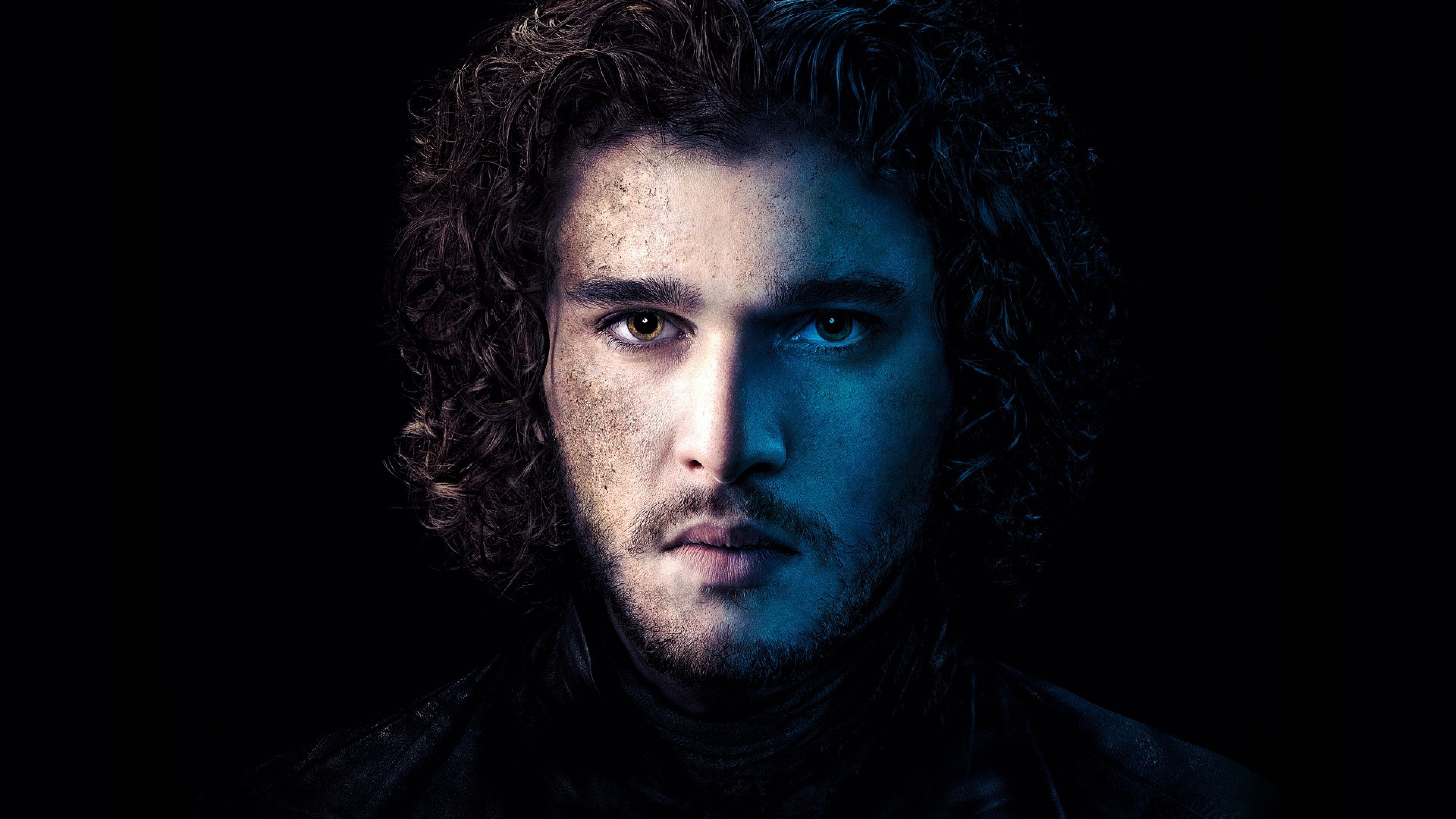 Jon Snow, Kit Harington, Ritratto, Sfondo nero, 4K, wallpaper per computer