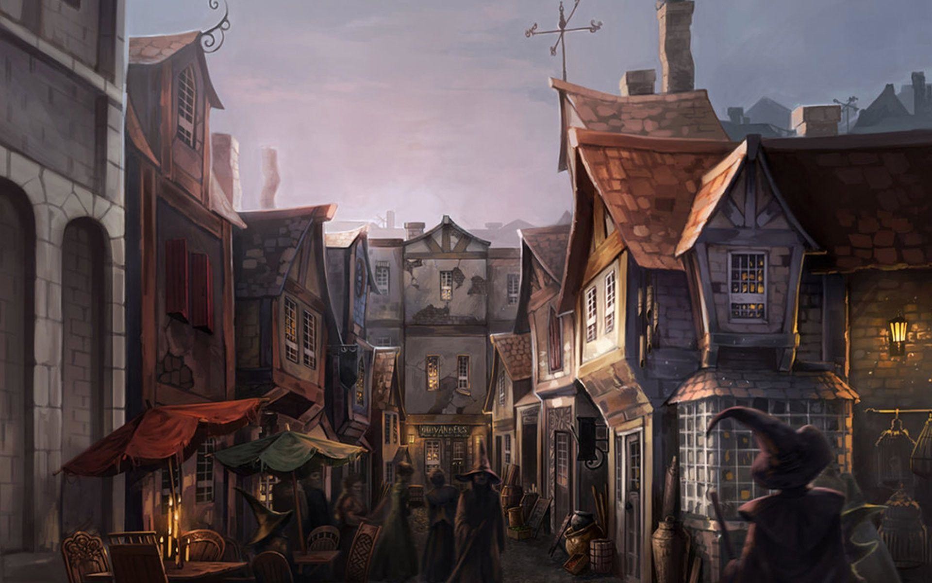 Diagon Alley, Harry Potter, Strada, Illustrazione, 1920x1200, immagine di sfondo
