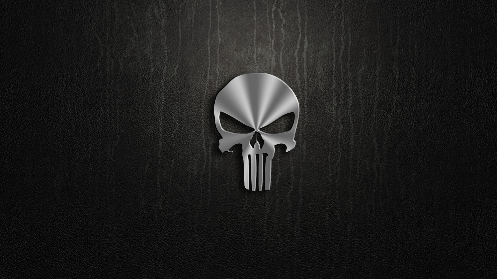 Teschio del Punitore, The Punisher, Logo, Metallo, Sfondo nero, Full HD, wallpaper per PC