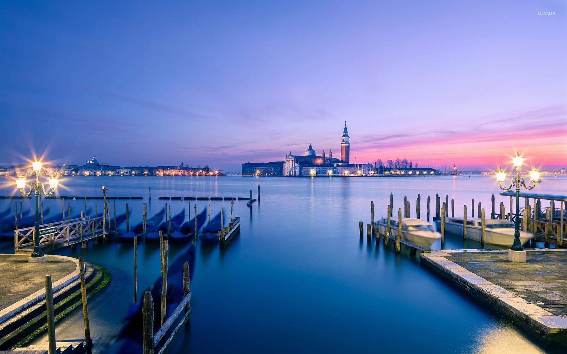 San Giorgio Maggiore, Venezia, Laguna, Crepuscolo, Full HD, sfondo Windows 11