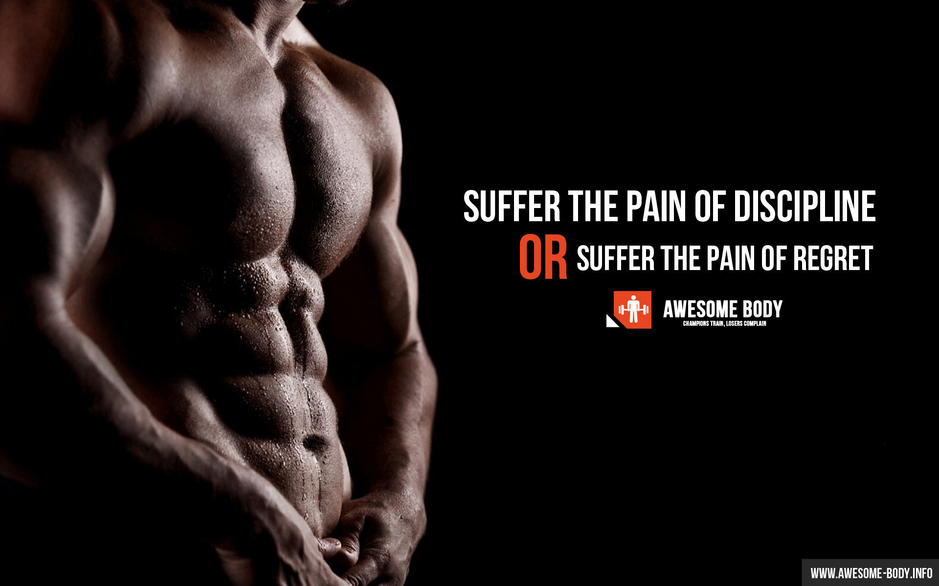 Citazione motivazionale, Addominali, Disciplina, Sfondo nero, Full HD, wallpaper desktop