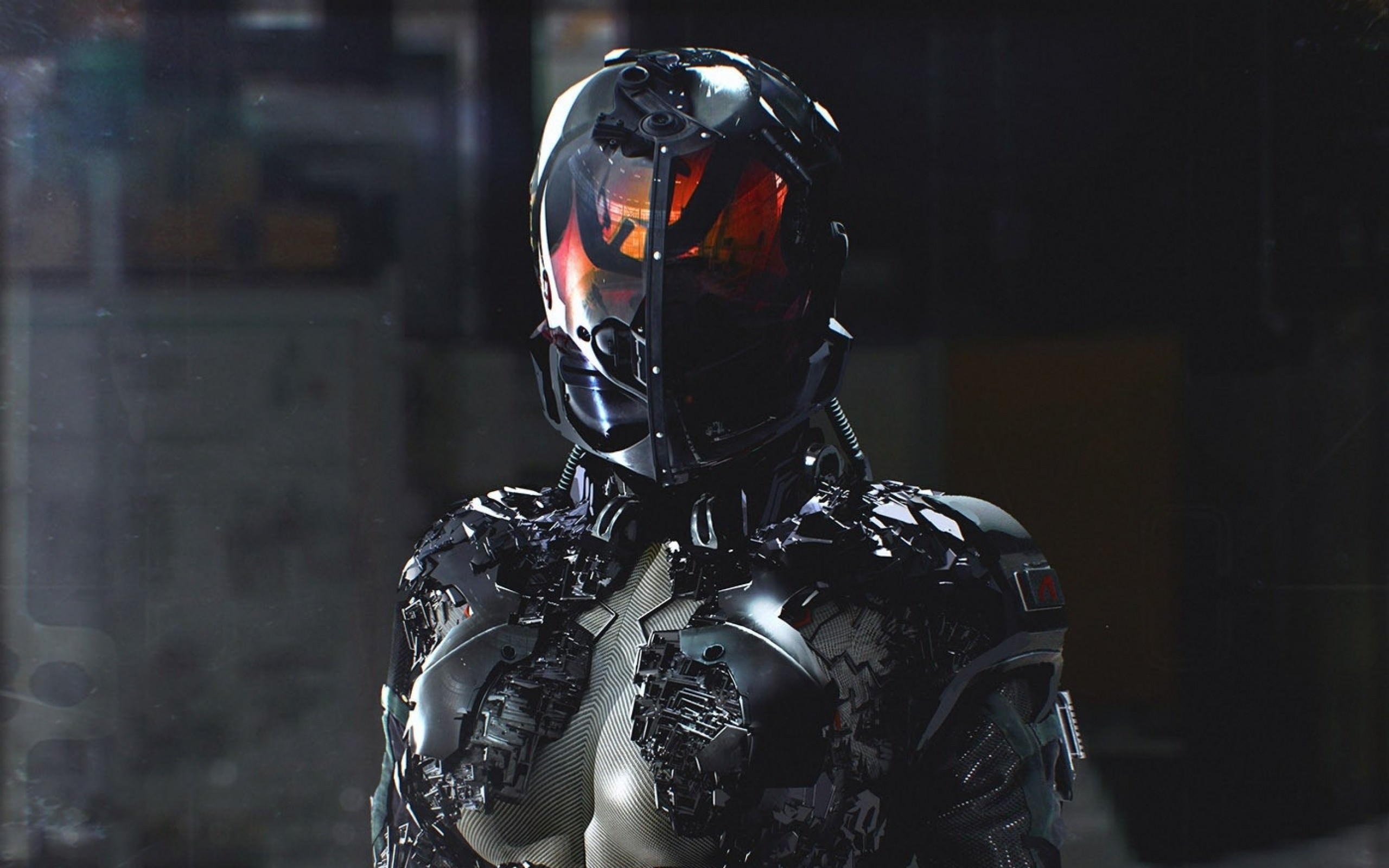 Cyborg, Armatura, Casco, Fantascienza, 2K, sfondo per PC e portatile