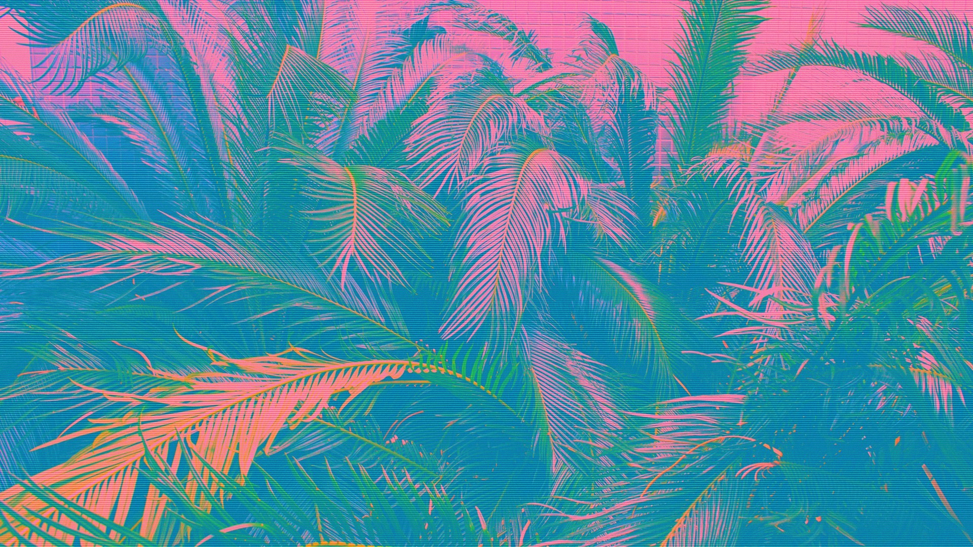 Vaporwave, Palme, Foglie, Pastello, Full HD, wallpaper per portatile