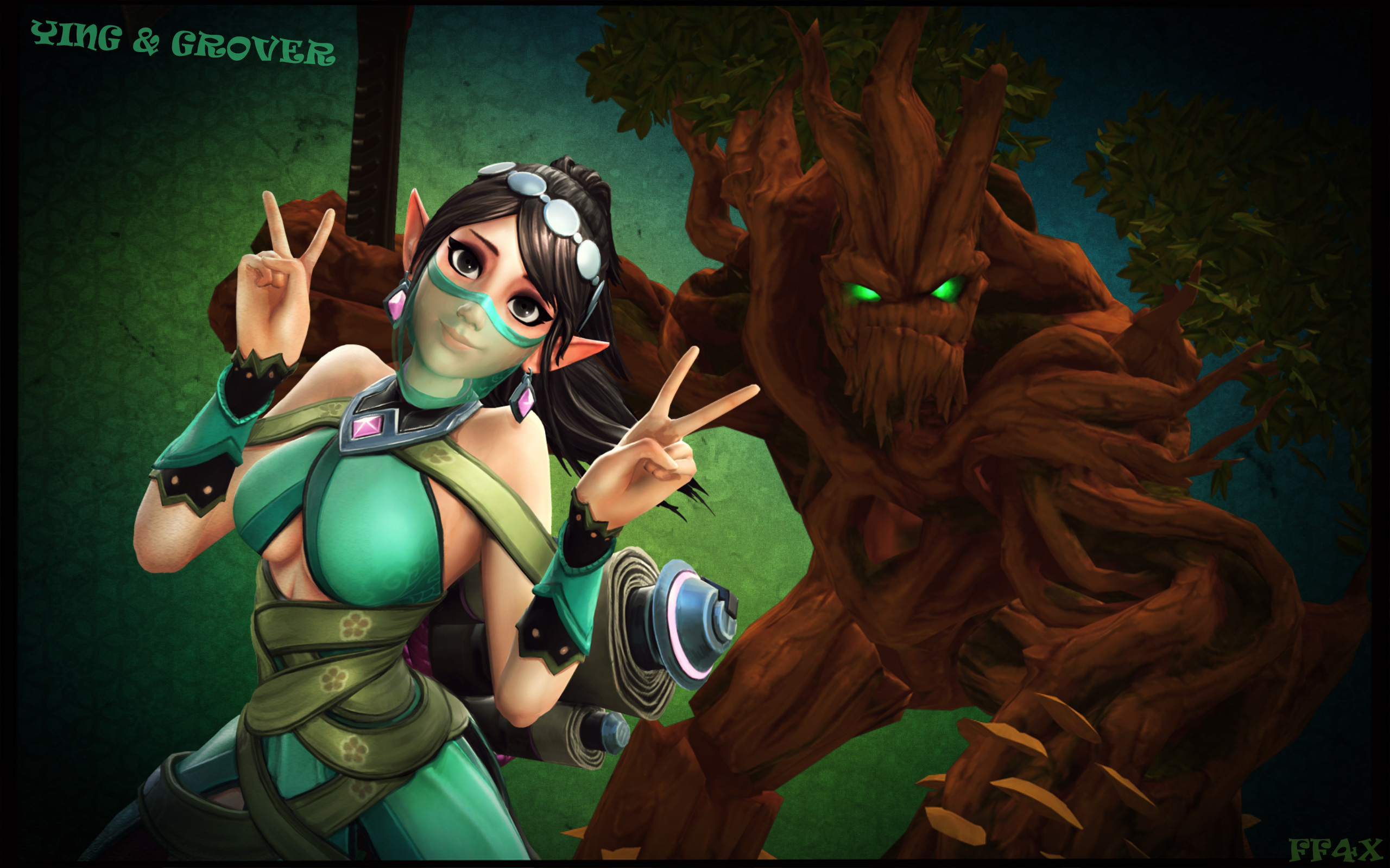 Ying, Grover, Paladins, Foresta, Fan art, 2K, sfondo per portatile