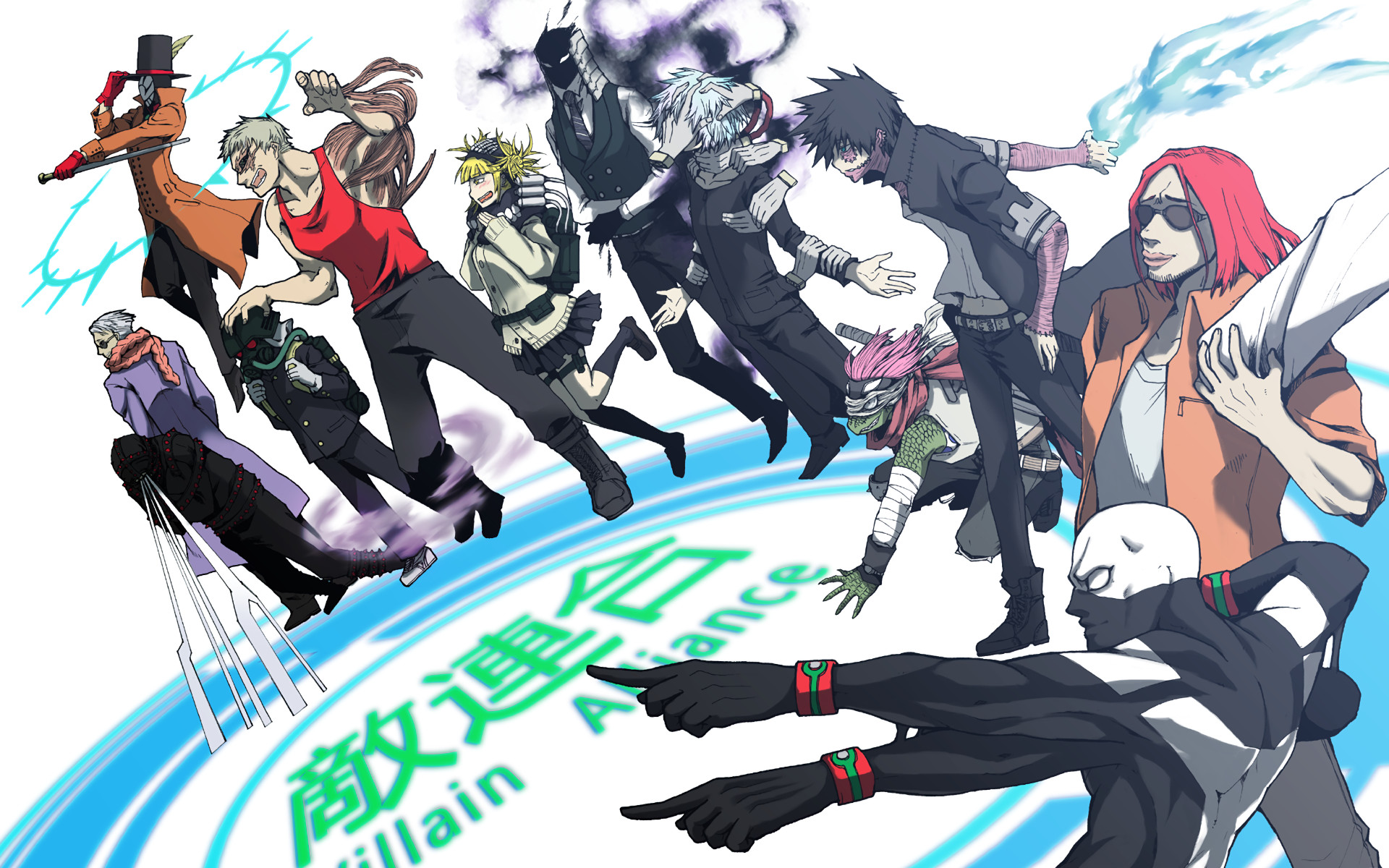 Lega dei Villain, Tomura Shigaraki, Dabi, Himiko Toga, My Hero Academia, Villain Alliance, sfondo per PC